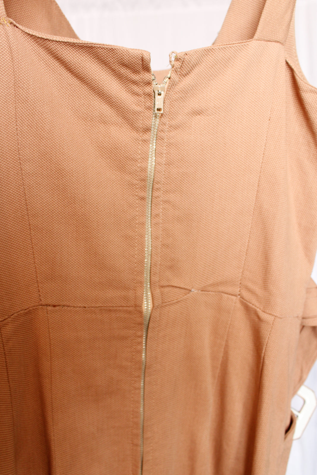 1950s Cafe Latte Sheath Dress - Small