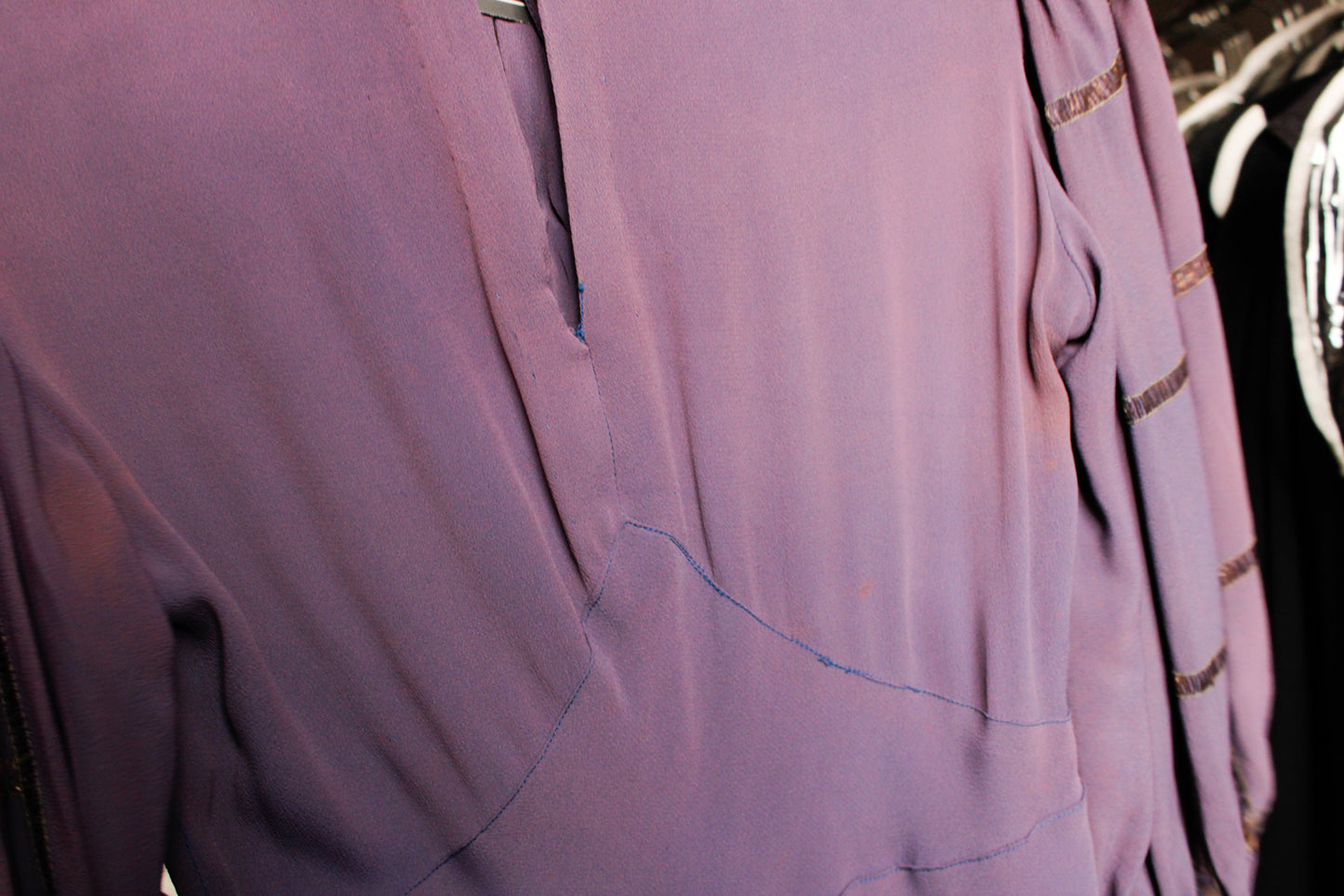 1930s Purple Bias Cut Rayon Mermaid Dress - Medium