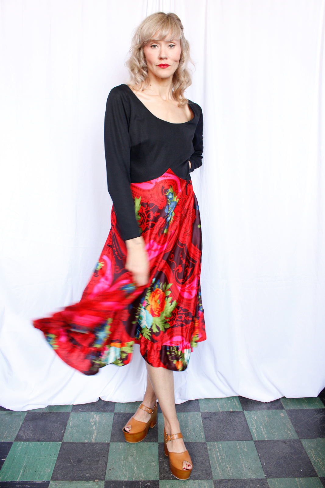 1960s Bold Scarf Print Dress - M/L
