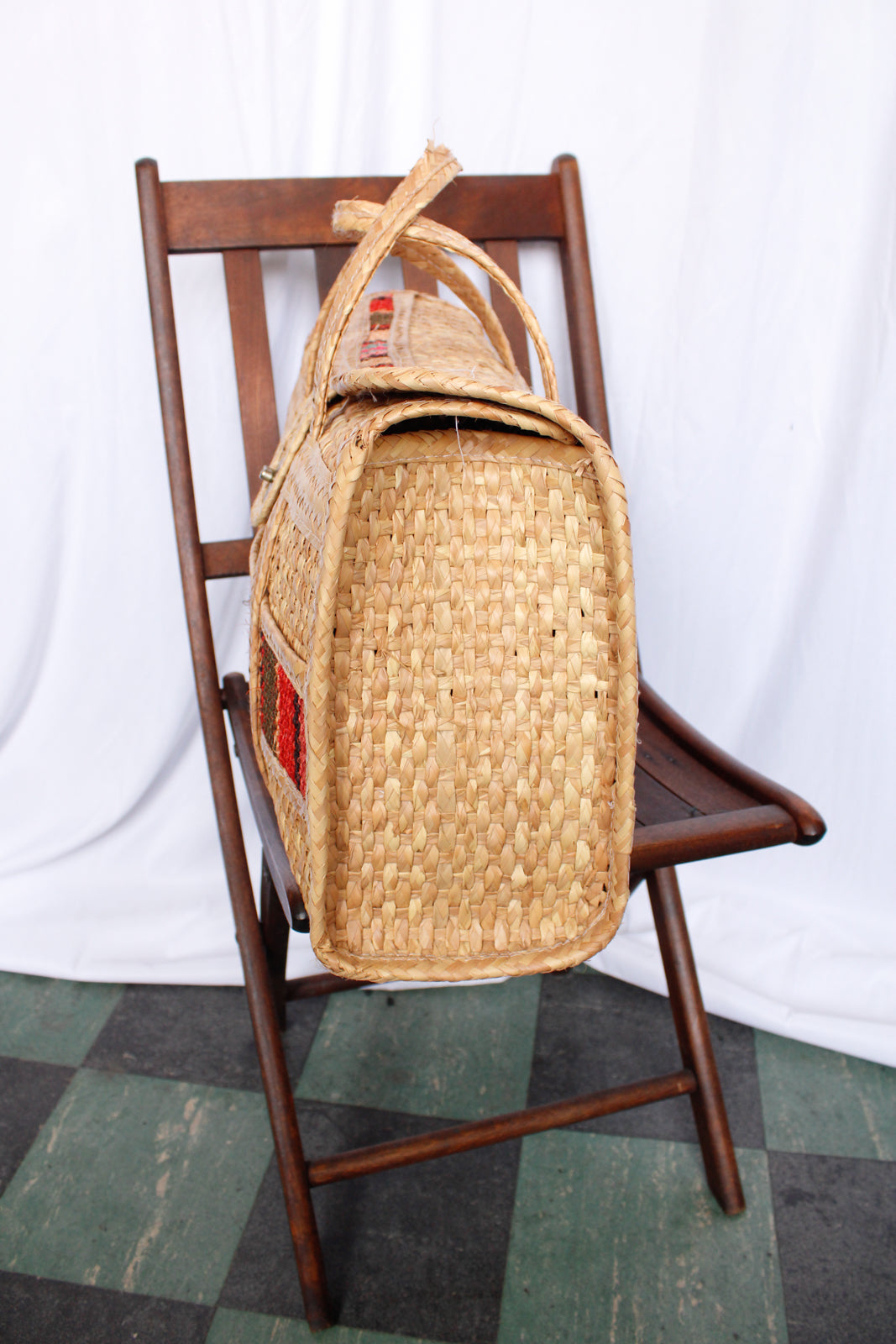 1970s Large Woven Straw Summer Beach Bag