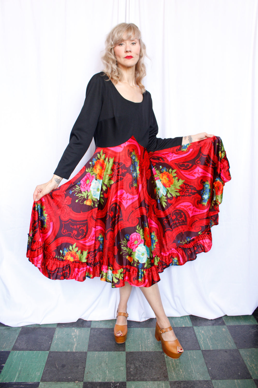 1960s Bold Scarf Print Dress - M/L