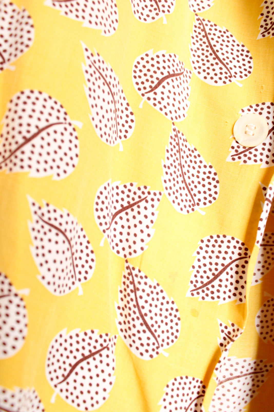1940s Rayon Welden Leaf Print Shirt & Pant Pajamas - XXL