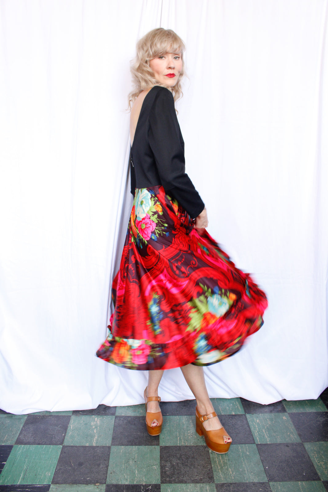 1960s Bold Scarf Print Dress - M/L