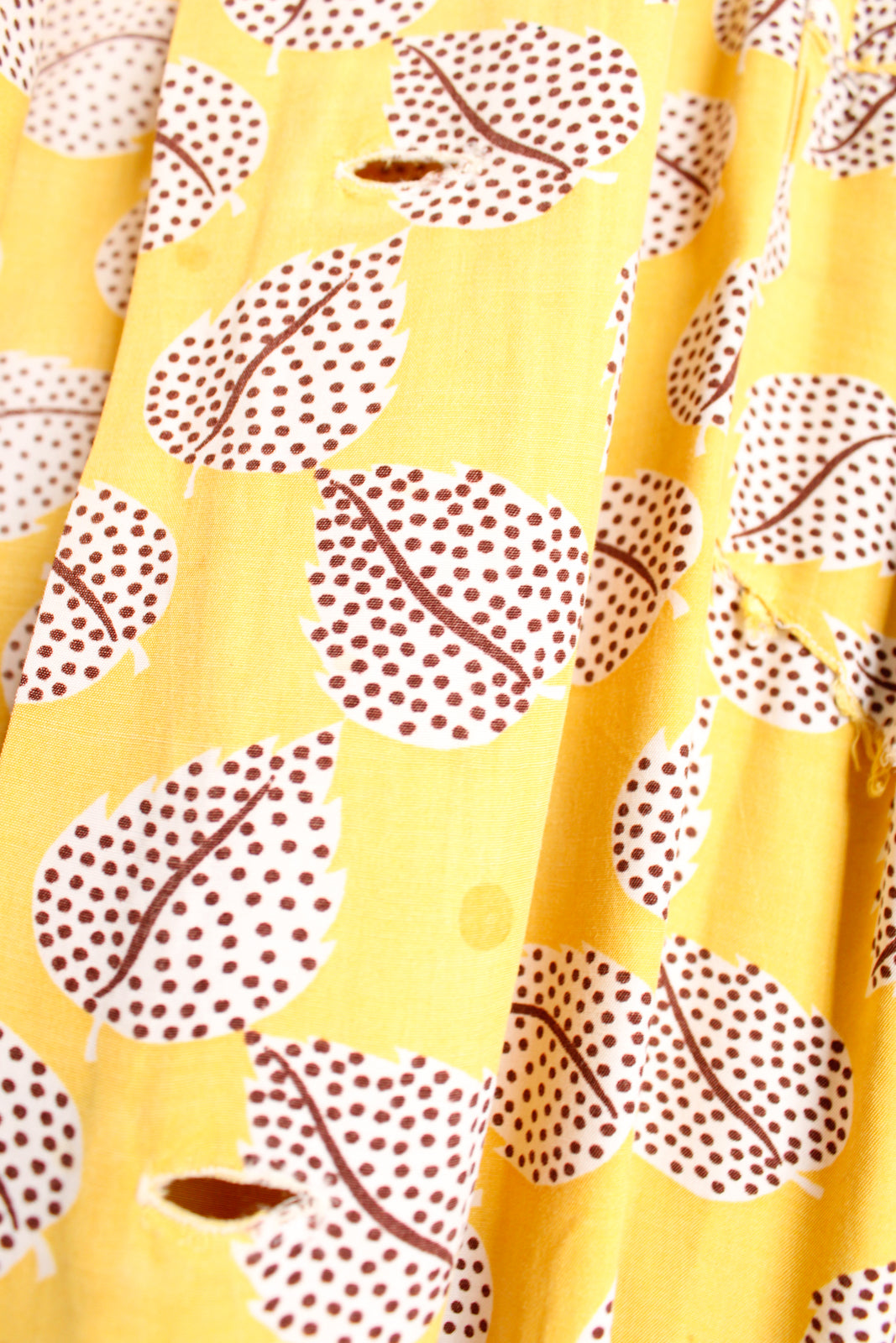 1940s Rayon Welden Leaf Print Shirt & Pant Pajamas - XXL