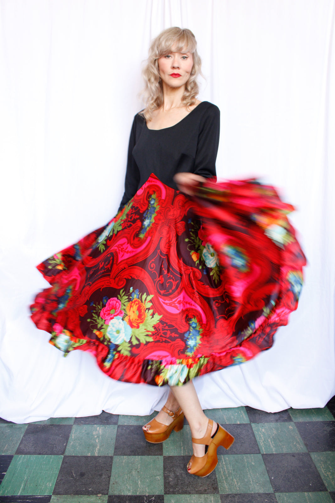 1960s Bold Scarf Print Dress - M/L