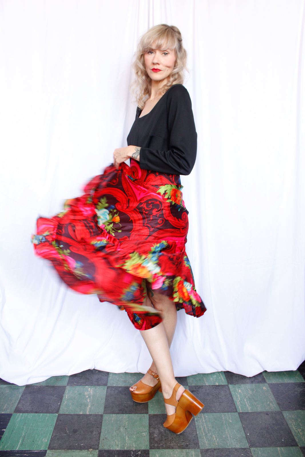 1960s Bold Scarf Print Dress - M/L