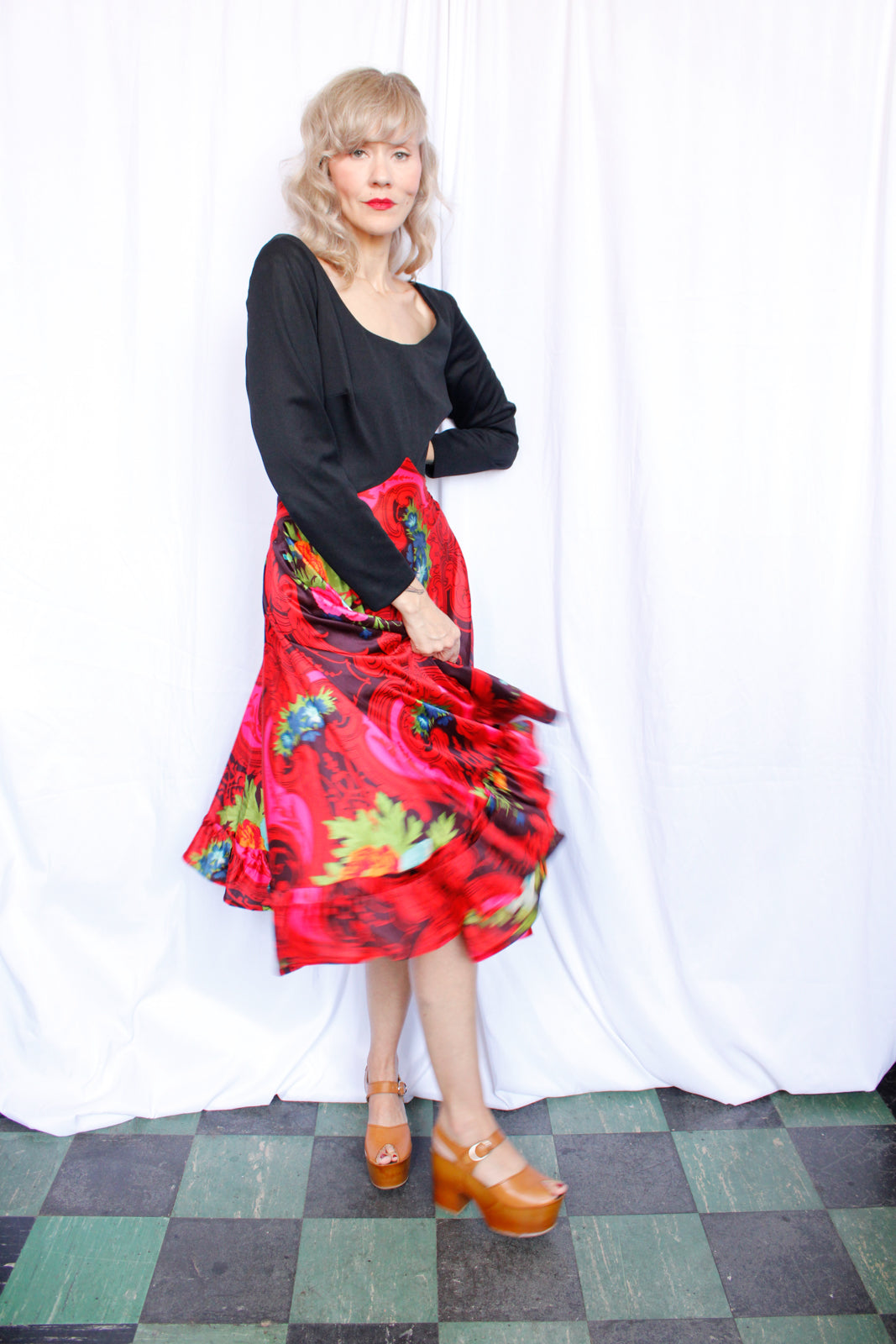 1960s Bold Scarf Print Dress - M/L