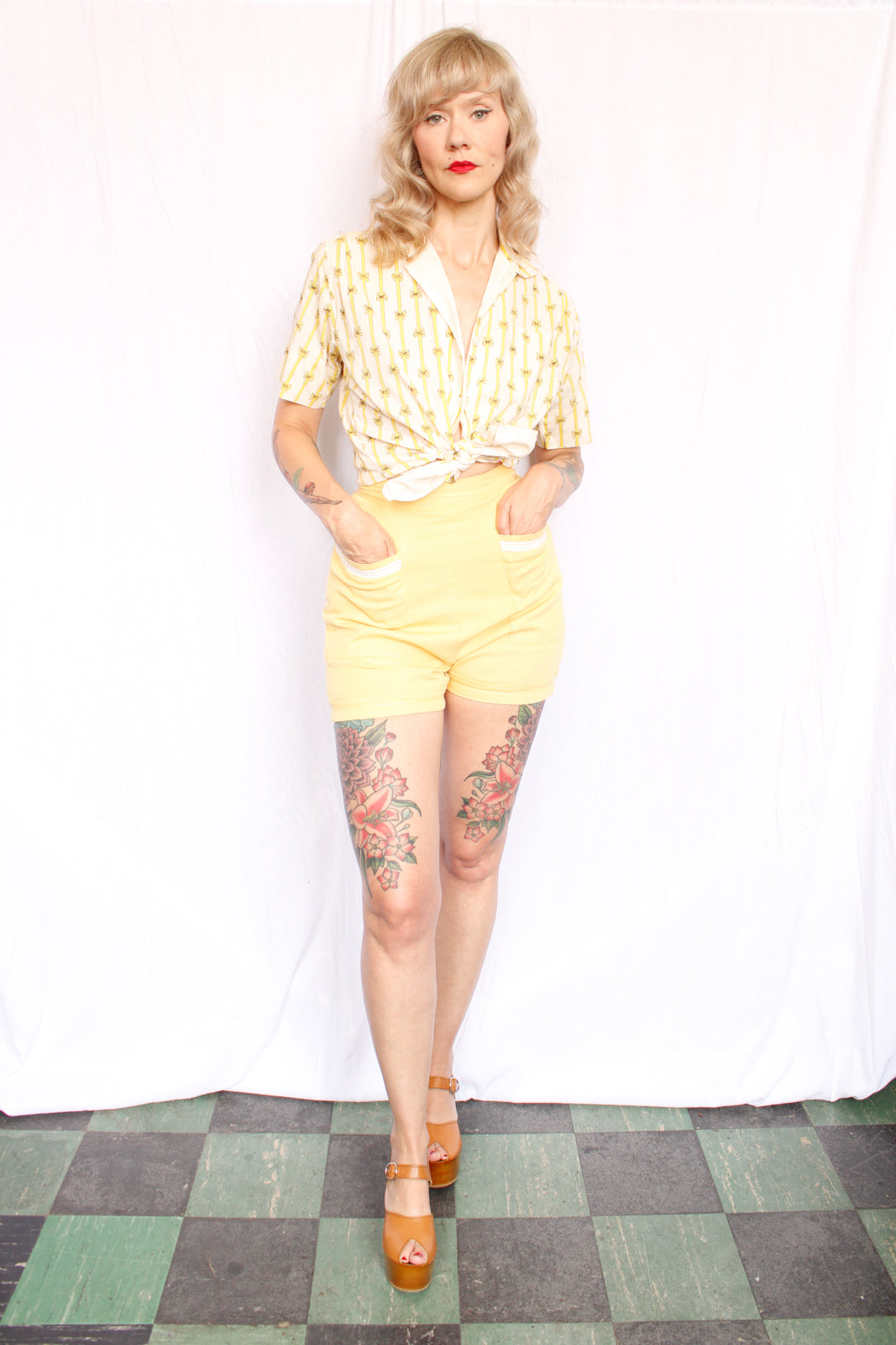1960s Bow Print Cotton Shirt - M/L