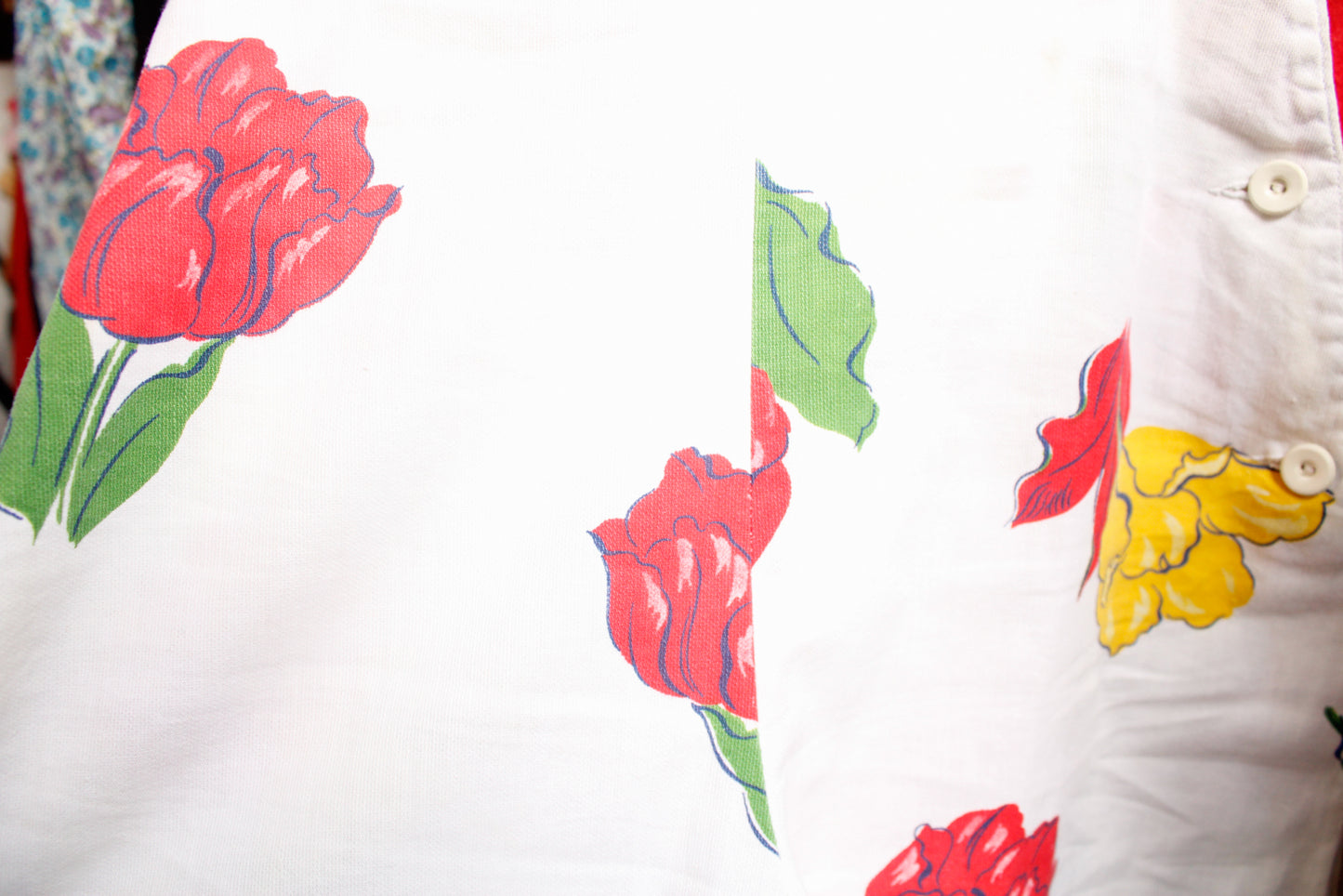 1940s Rose Print Cotton Shorts - XXS