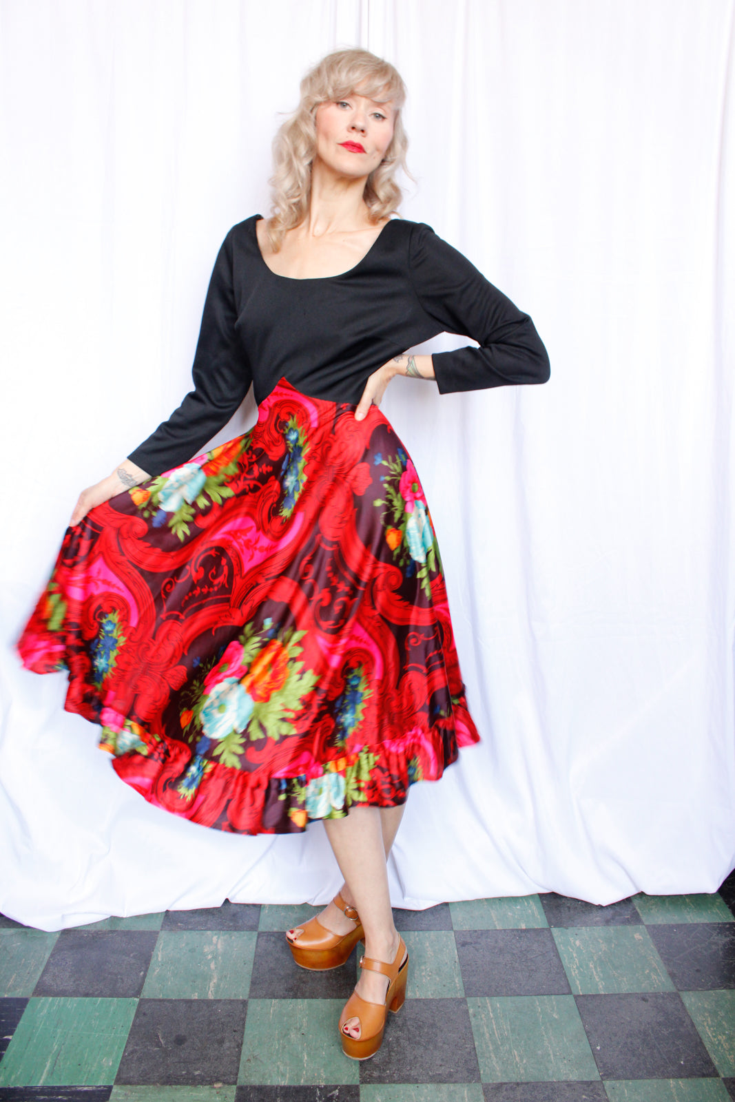 1960s Bold Scarf Print Dress - M/L