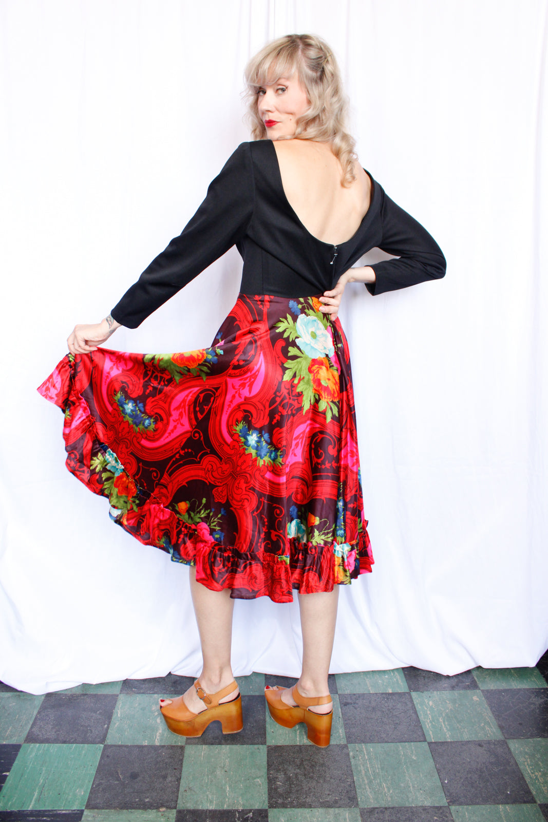 1960s Bold Scarf Print Dress - M/L