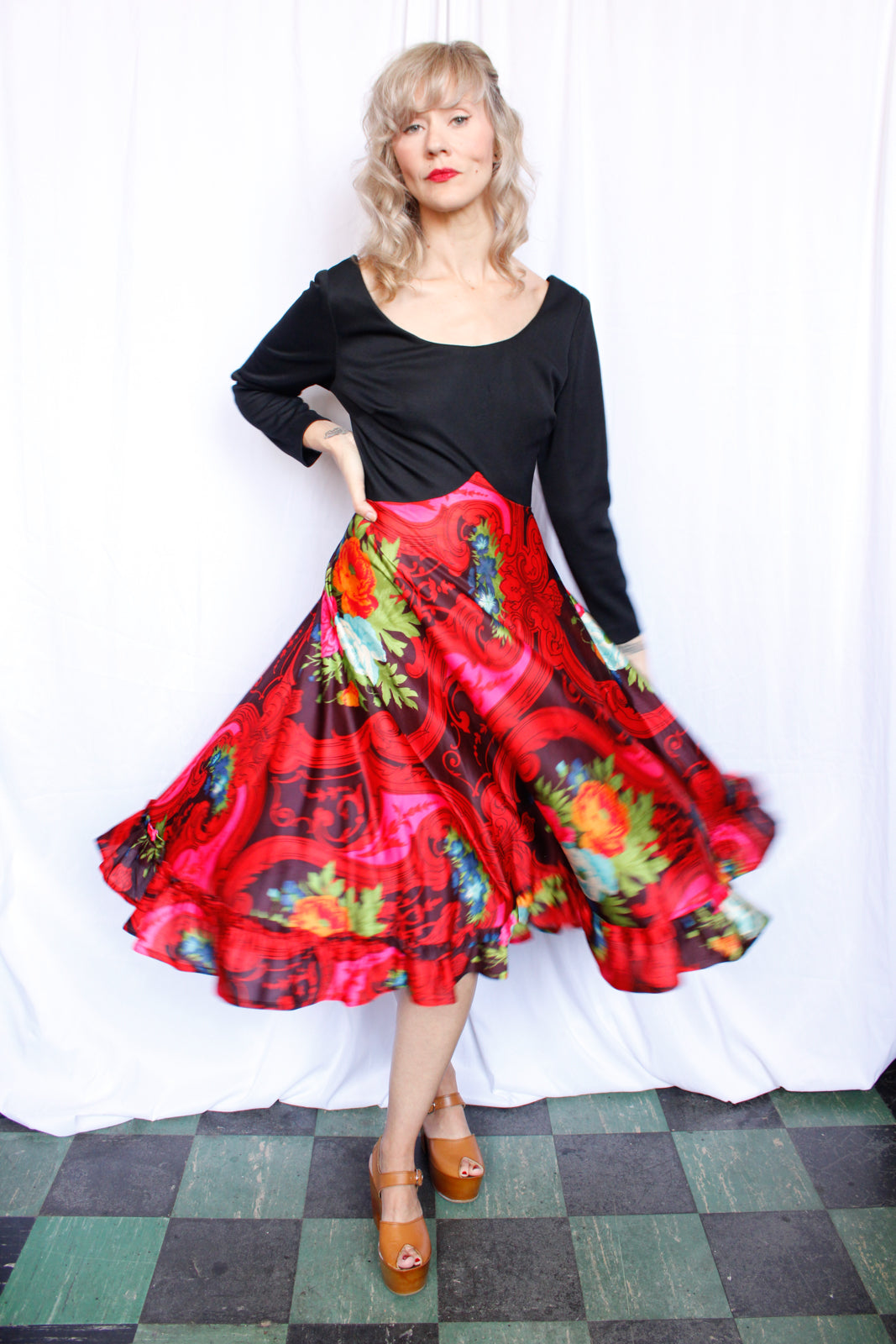 1960s Bold Scarf Print Dress - M/L