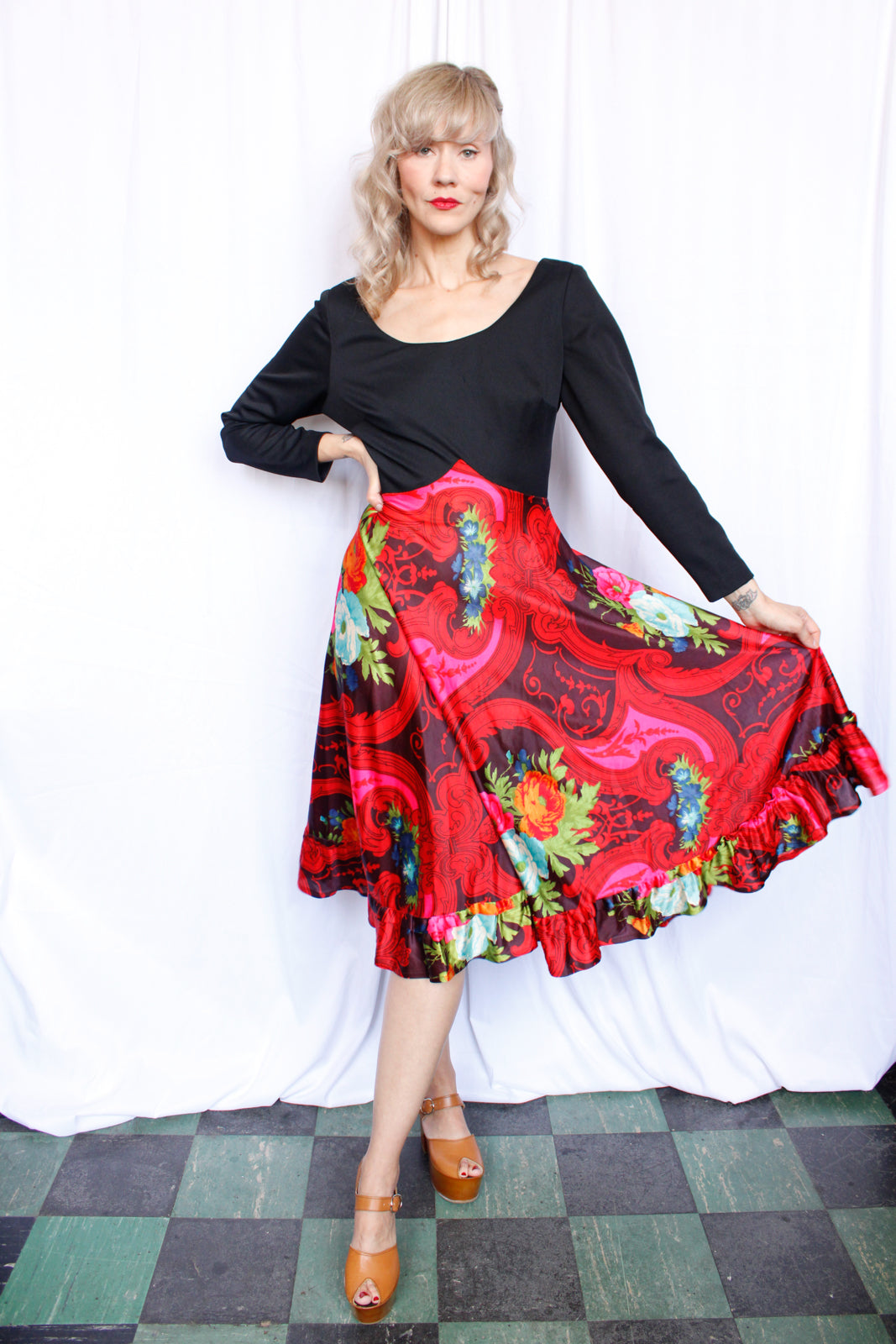 1960s Bold Scarf Print Dress - M/L