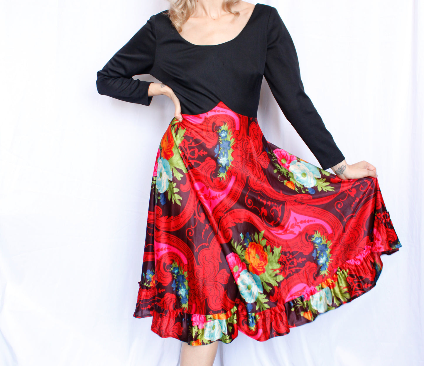 1960s Bold Scarf Print Dress - M/L