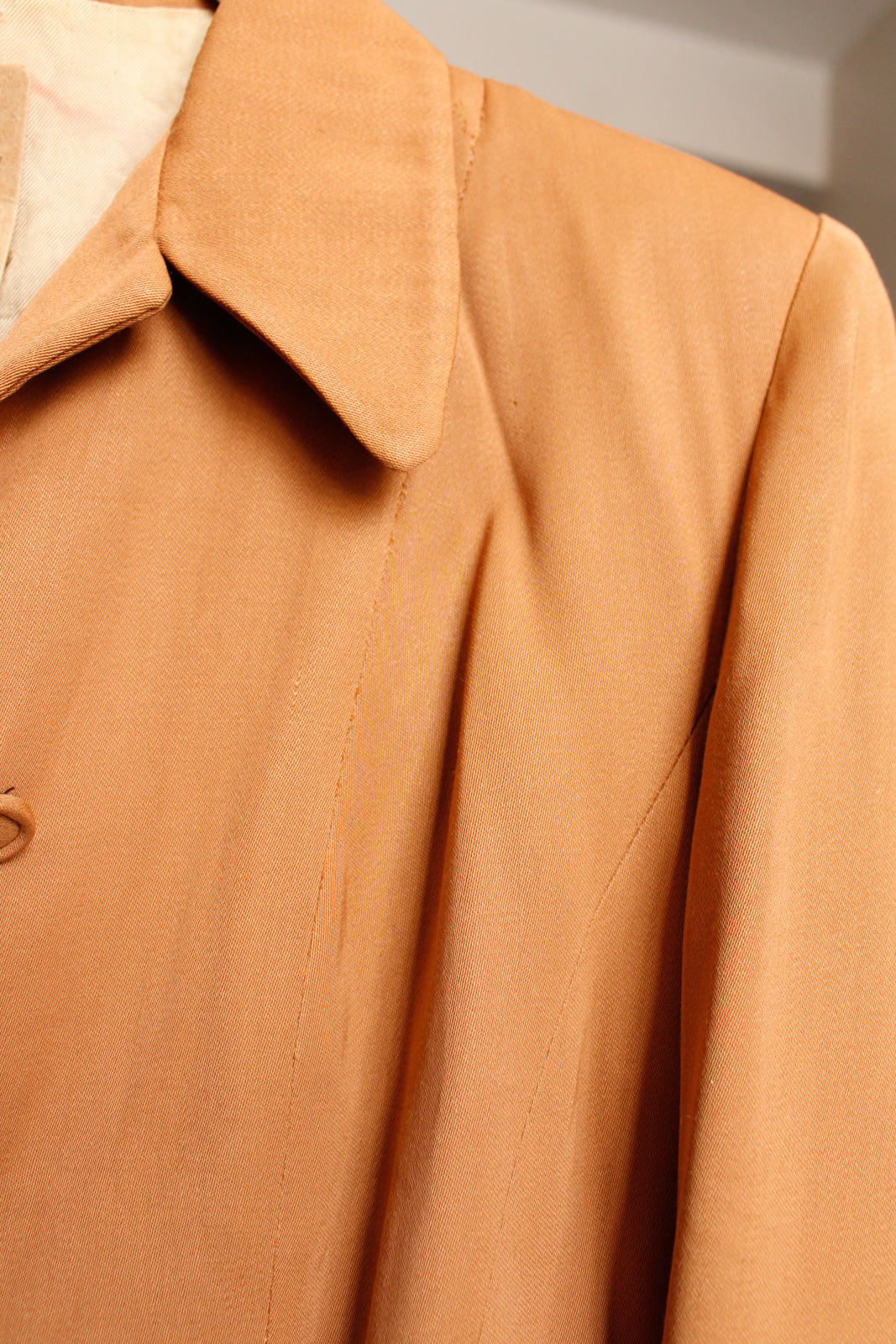 1940s Caramel Gabardine Blazer Jacket - S/M