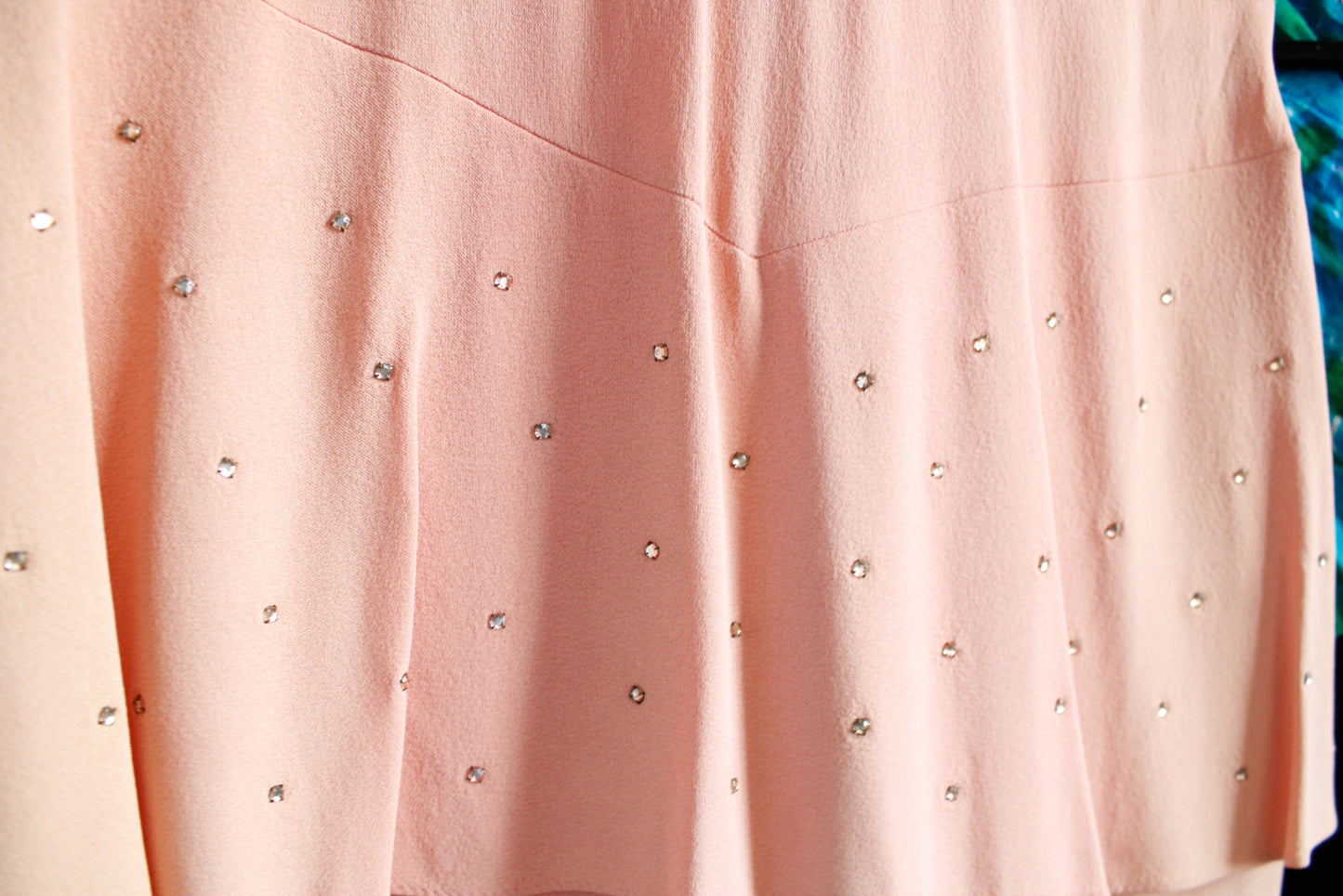 1940s Apex Pink Rhinestone Dress - M/L