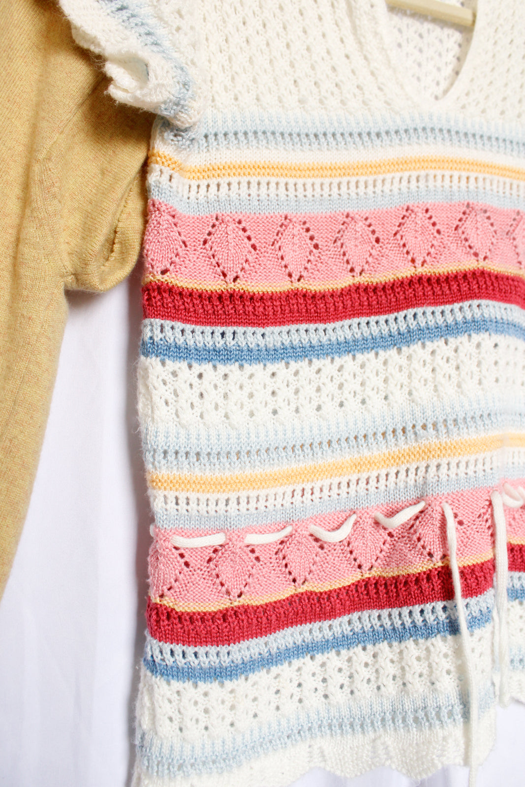 1970s Open Knit Acrylic Sweater - Small