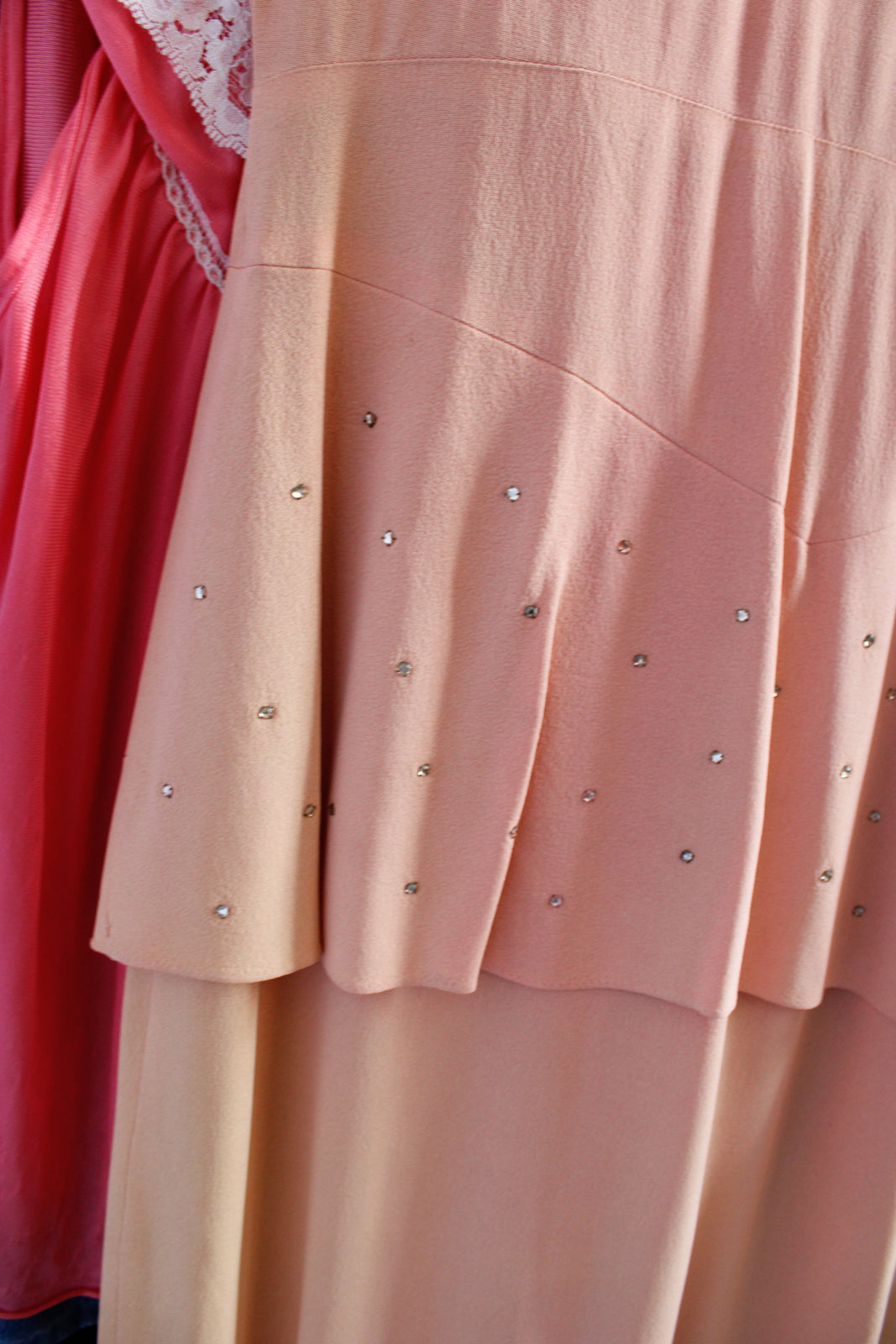 1940s Apex Pink Rhinestone Dress - M/L