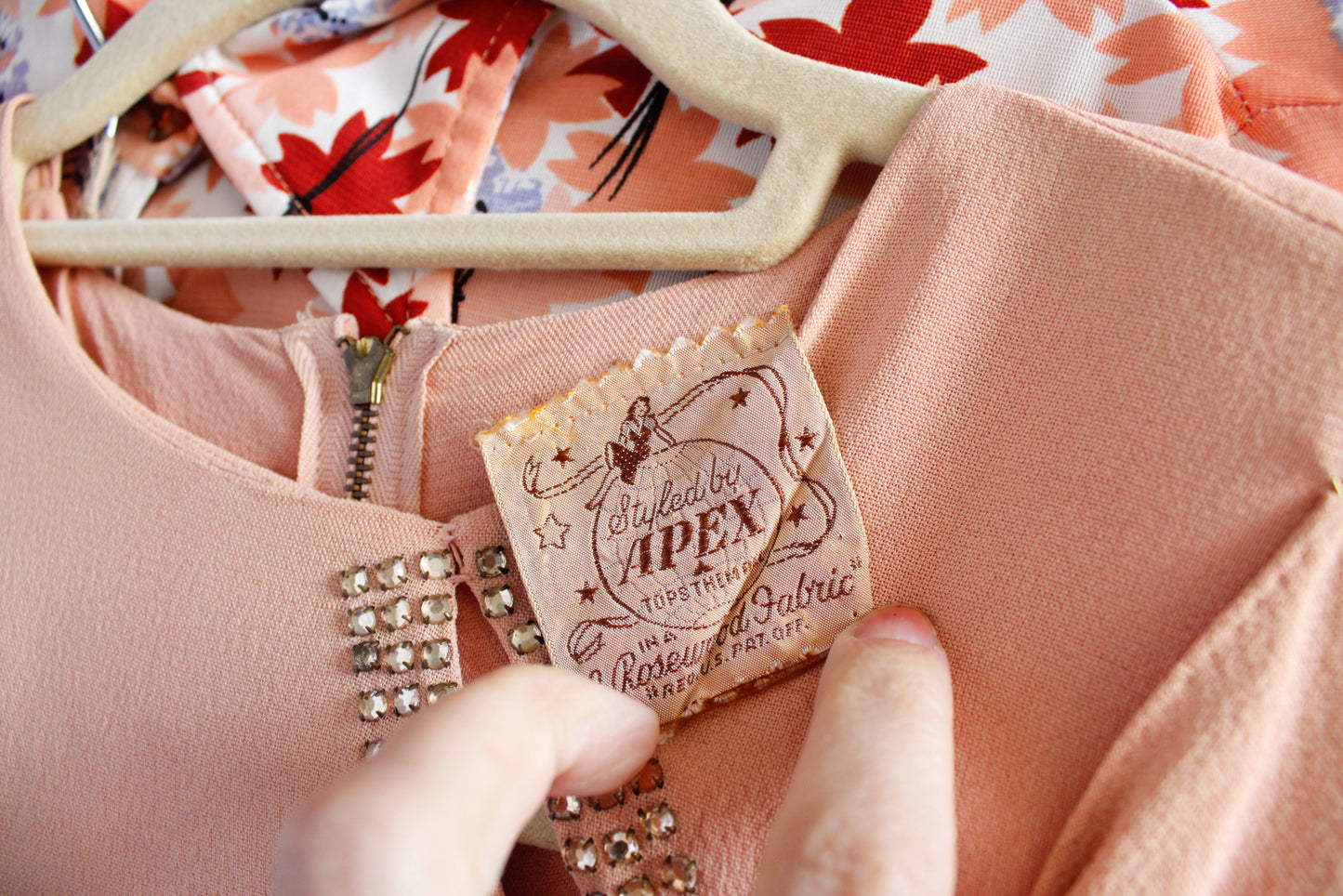 1940s Apex Pink Rhinestone Dress - M/L