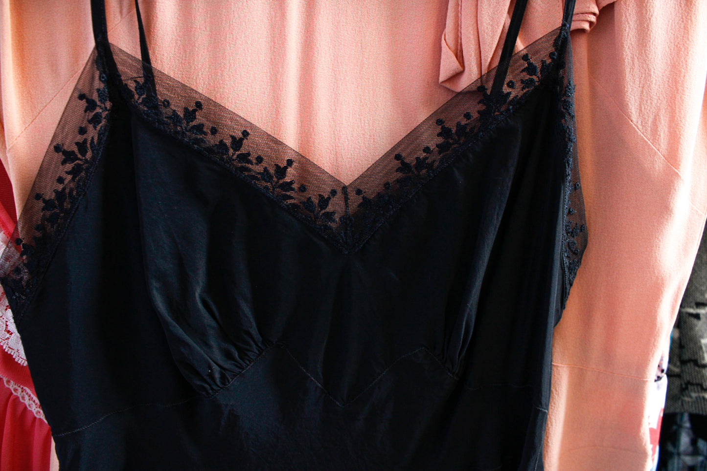 1940s Barbazón Rayon Black Slip - Small