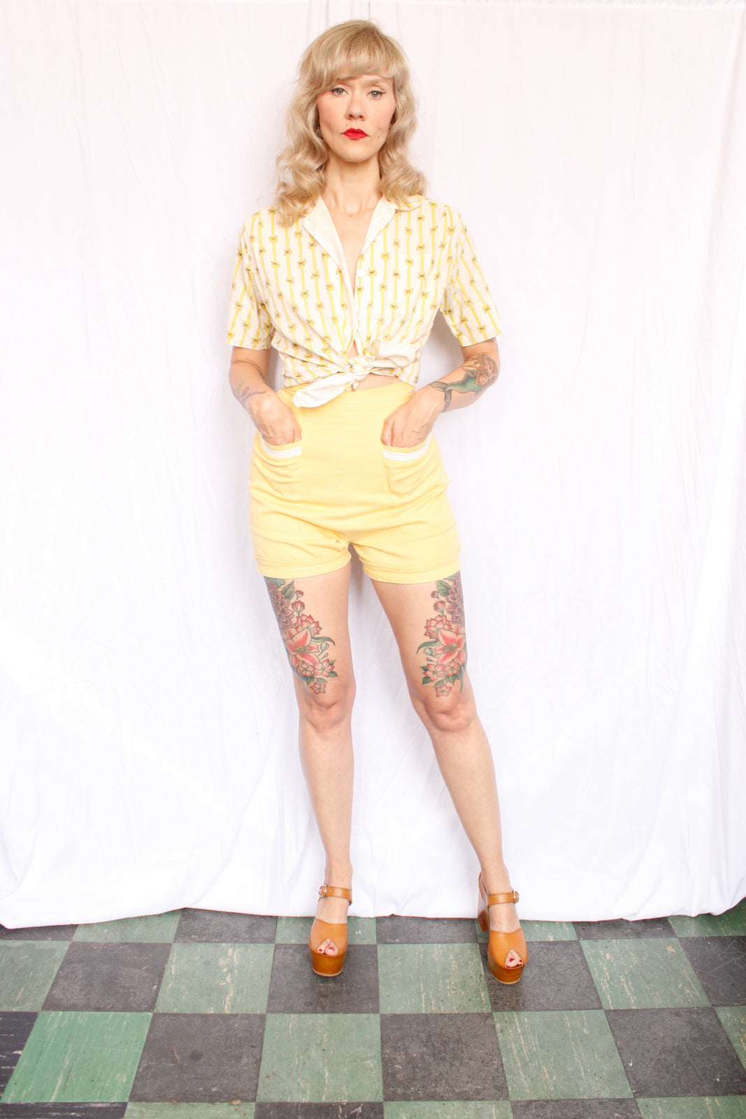 1960s Bow Print Cotton Shirt - M/L