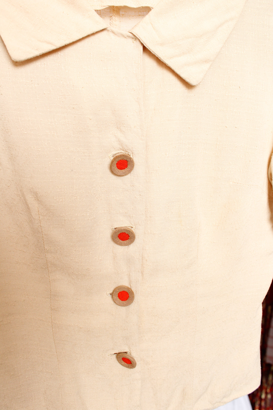 1940s Linen Beige Blouse - Xsmall