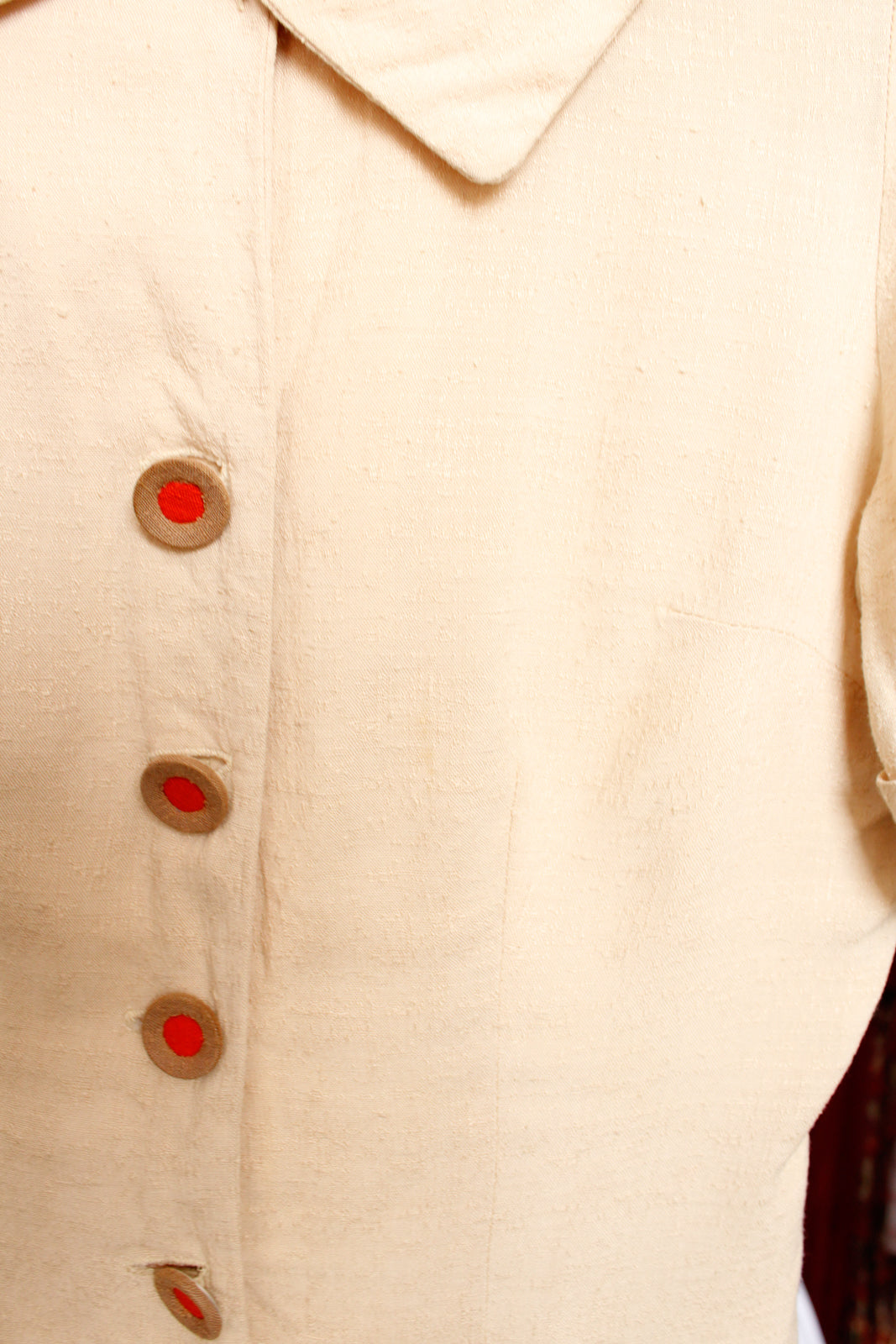 1940s Linen Beige Blouse - Xsmall
