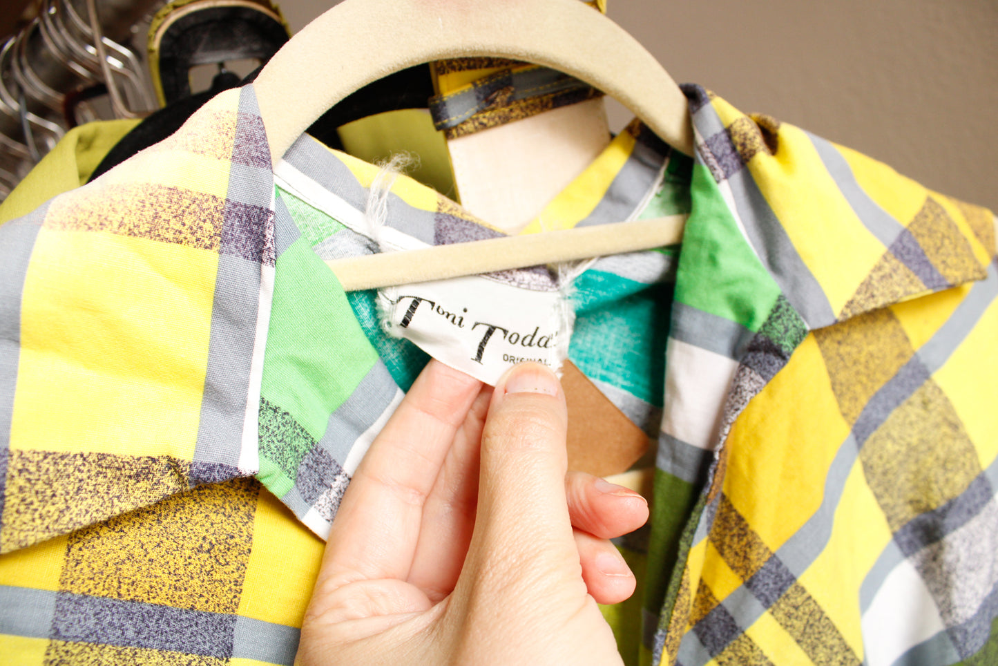 1950s Toni Todd Colorful Plaid Dress - Small