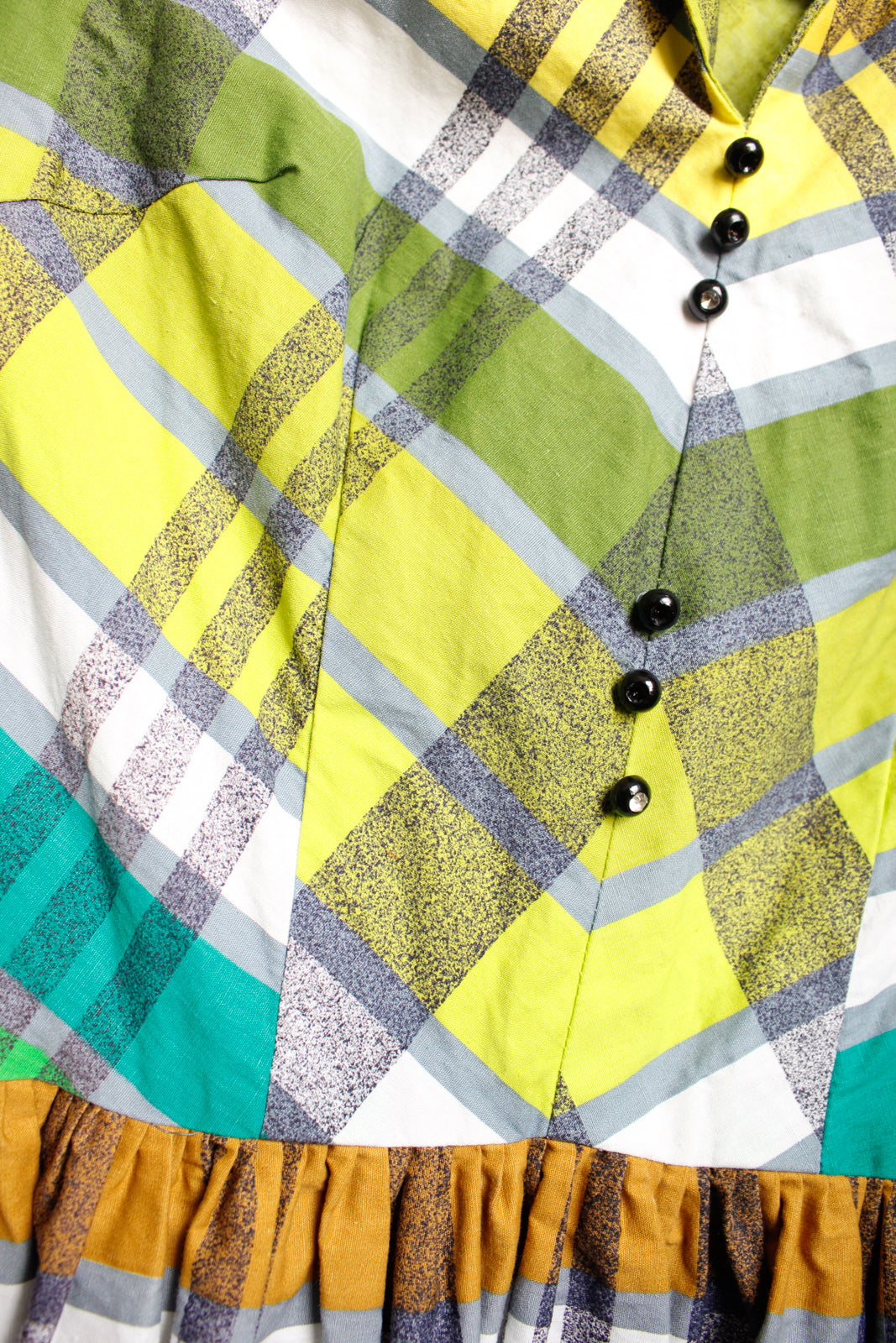 1950s Toni Todd Colorful Plaid Dress - Small