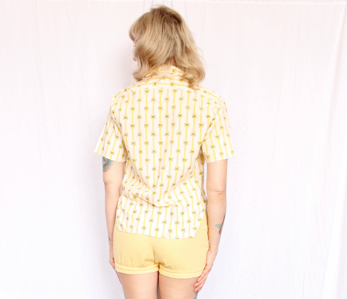 1960s Bow Print Cotton Shirt - M/L