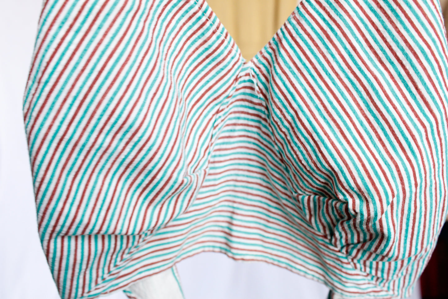 1940s Seersucker Striped Sun Halter Top - S/M