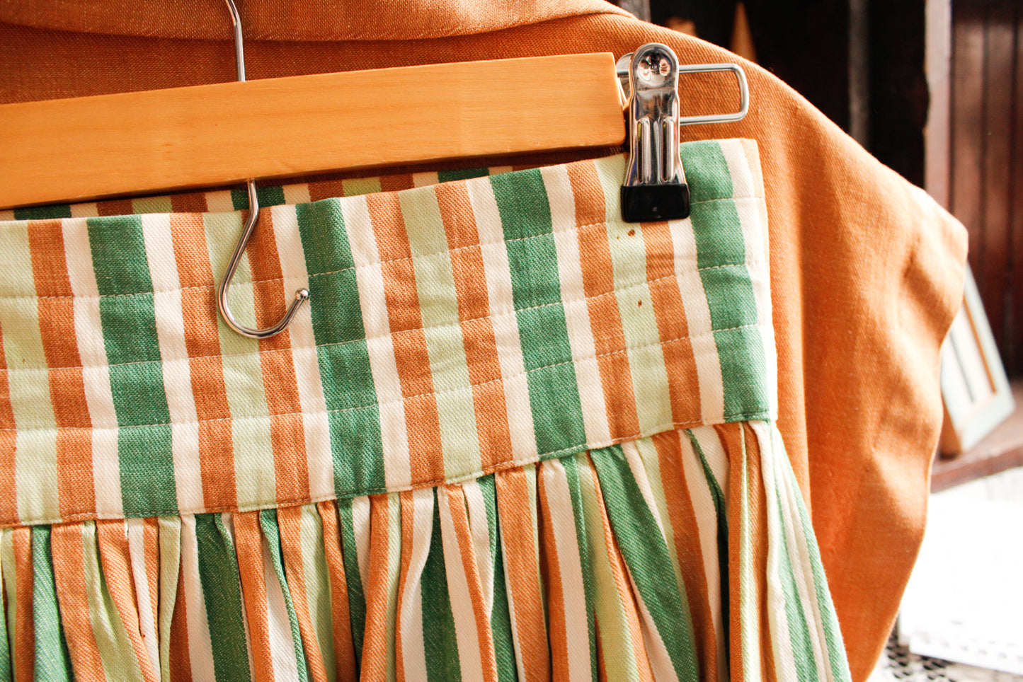 1940s Summer Blouse & Striped Skirt Set - Xsmall