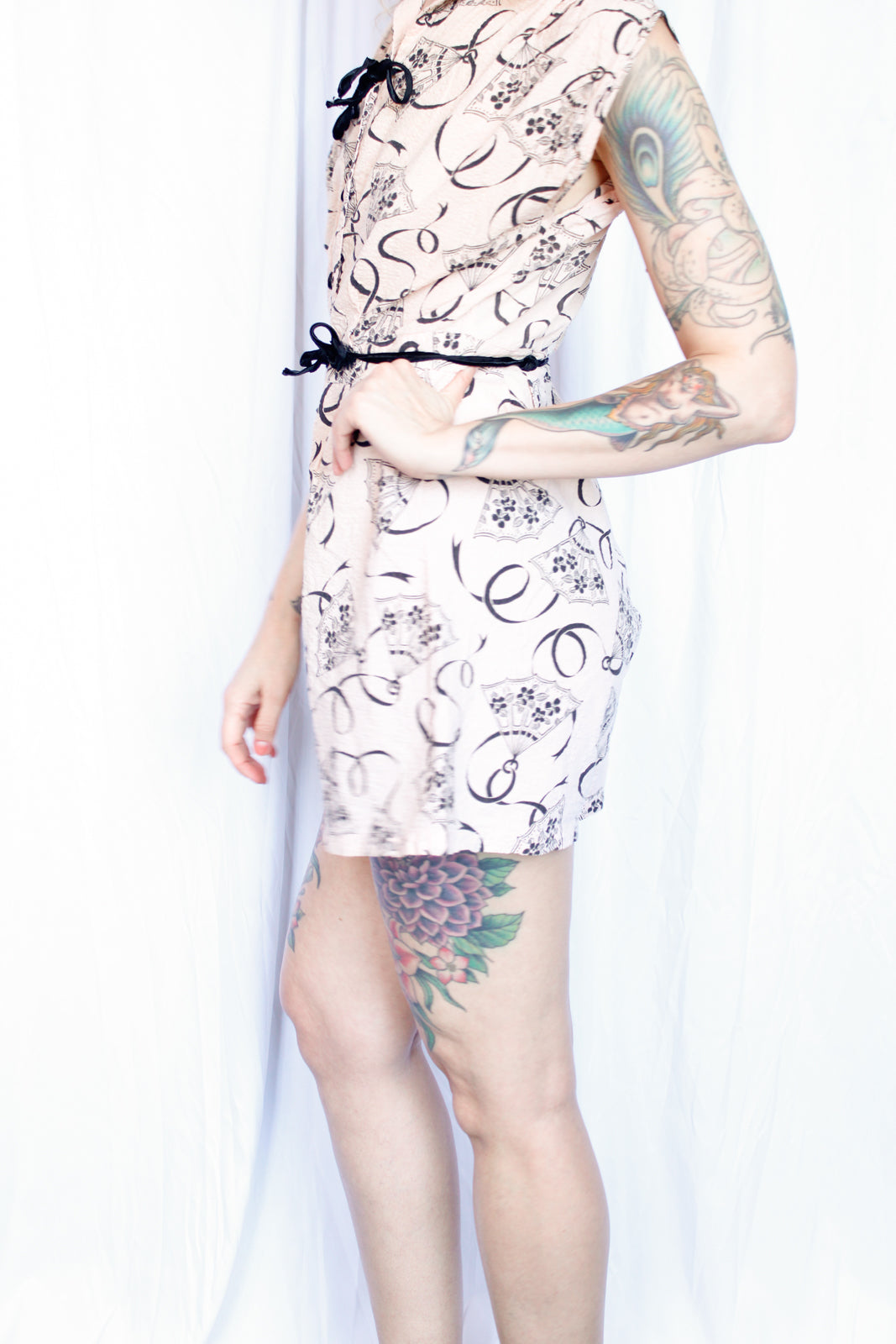 1940s Pale Pink Seersucker Cotton Playsuit - Medium
