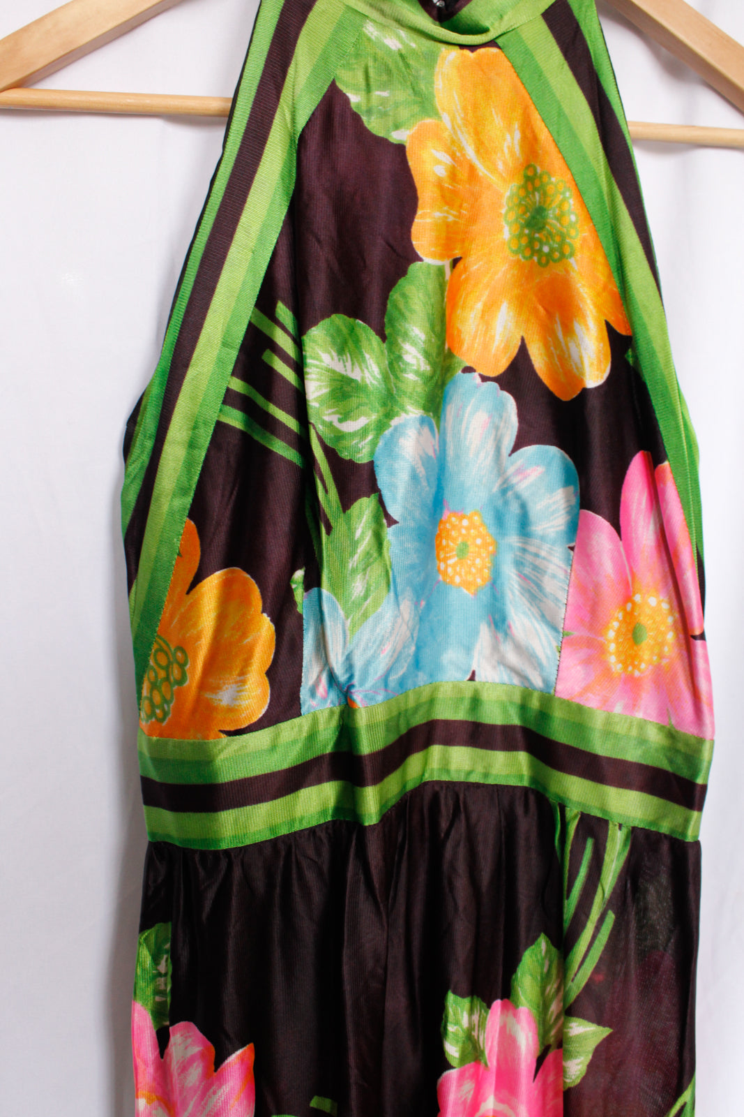 1960s Toni Todd Floral Jersey Maxi Dress - Small
