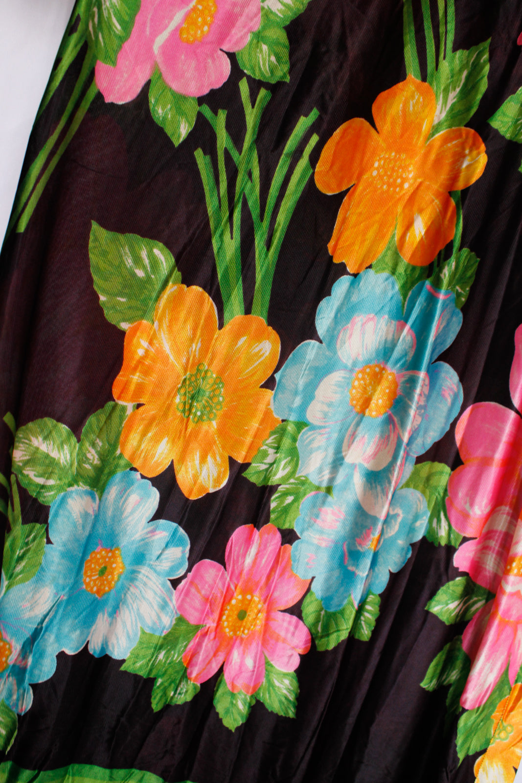 1960s Toni Todd Floral Jersey Maxi Dress - Small