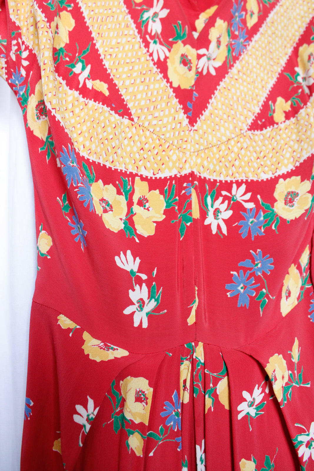 1940s Doris Dodson Rayon Floral Dress with Scarf - Xsmall