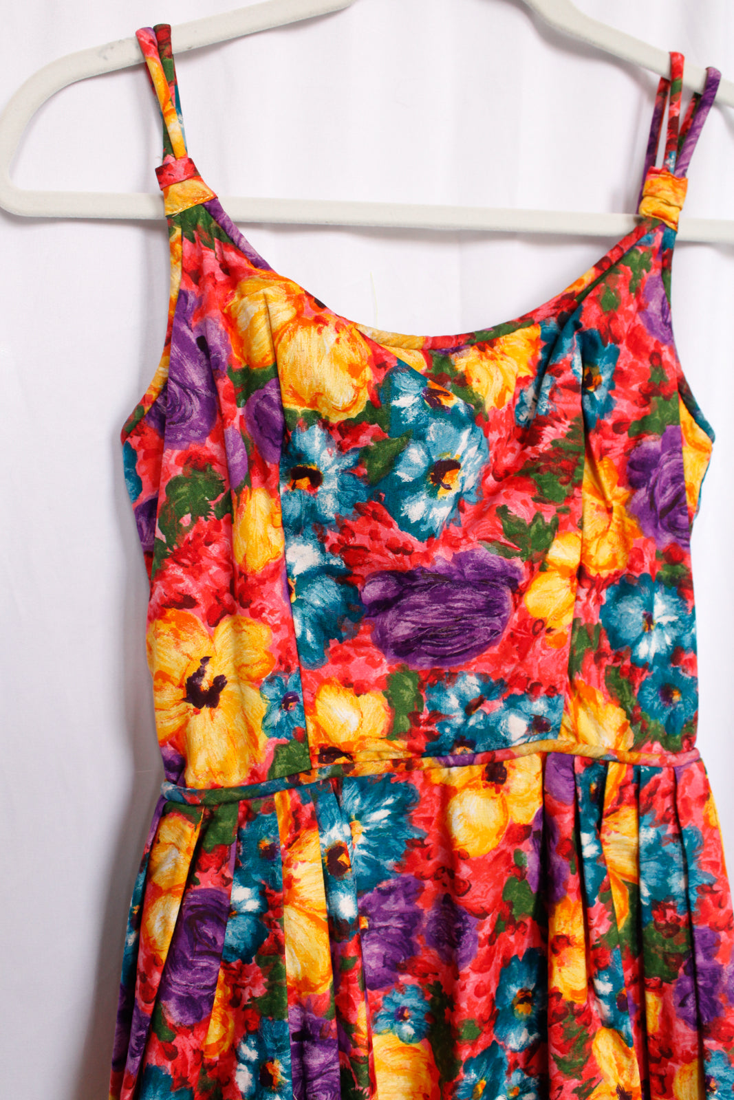 1950s Bold Floral Cotton Party Dress - Xsmall