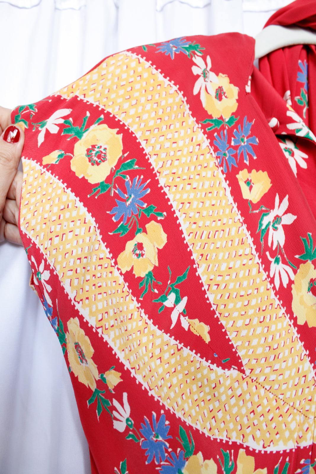 1940s Doris Dodson Rayon Floral Dress with Scarf - Xsmall