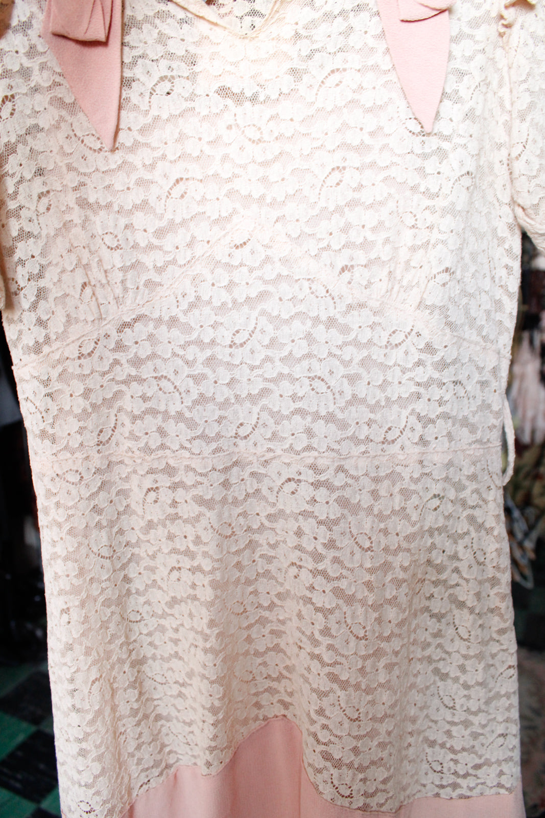 1930s Pink Lace & Crepe Dress 3pc Set - Xs/S