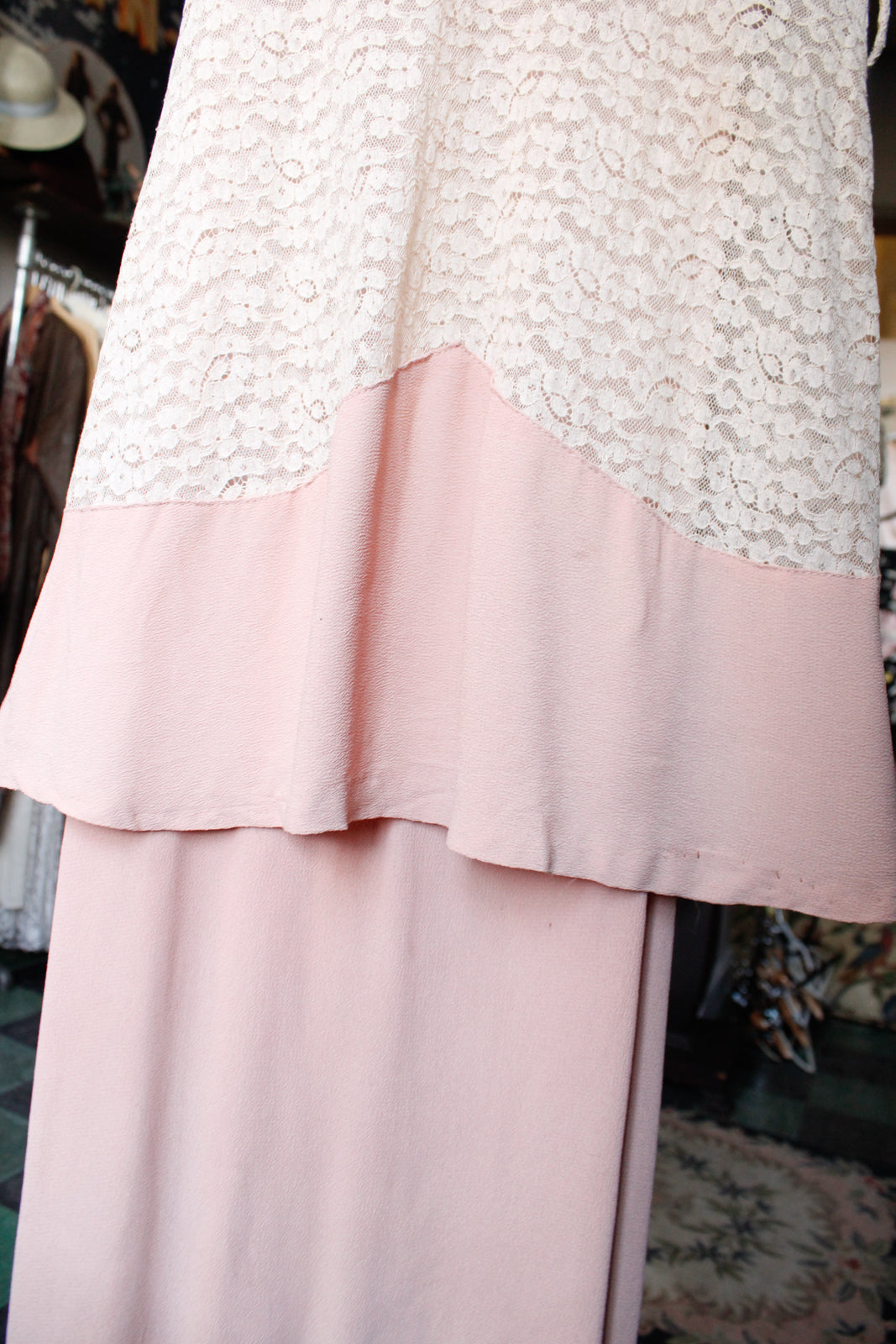 1930s Pink Lace & Crepe Dress 3pc Set - Xs/S