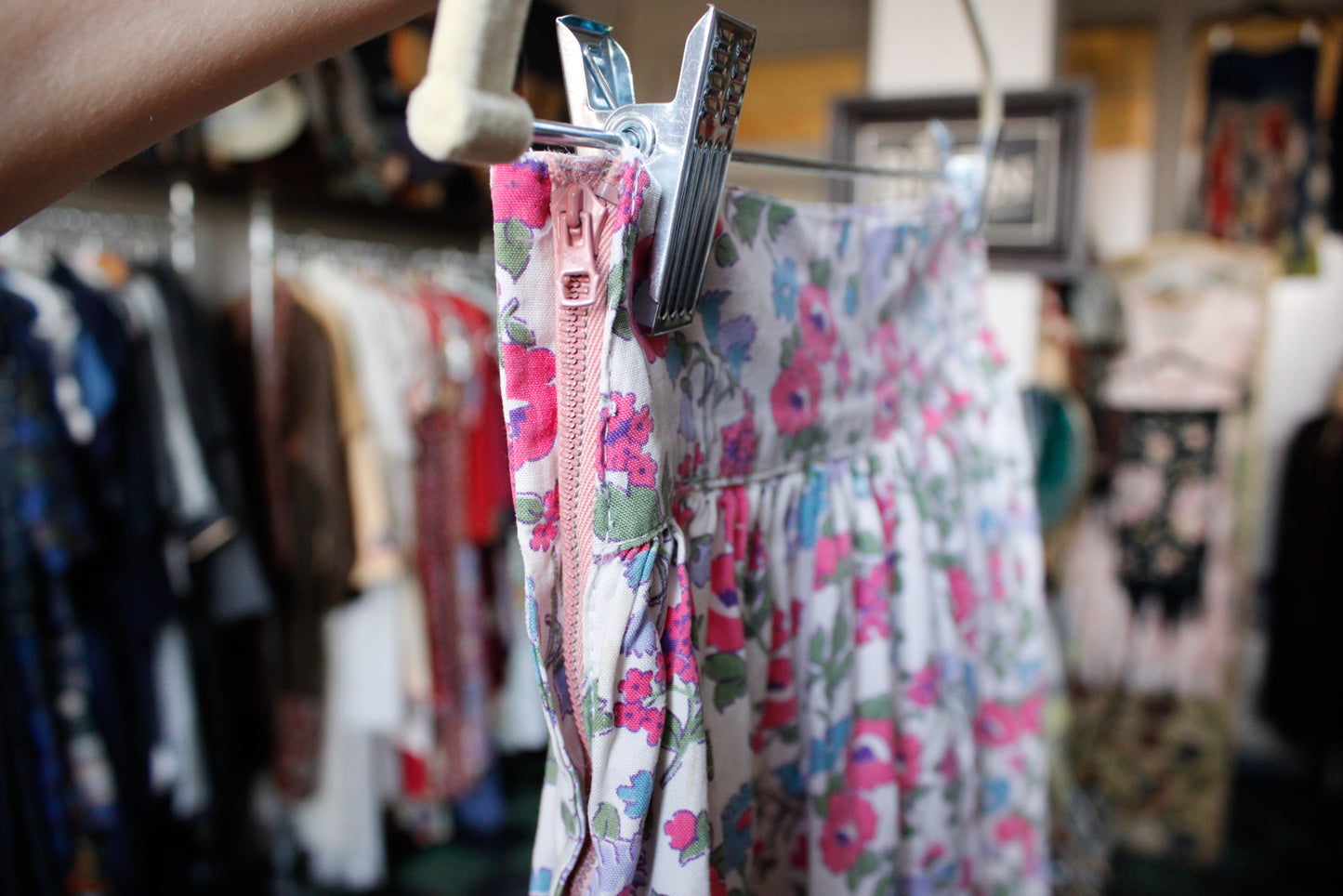 Reserved - Late 1930s Floral Cotton Skirt - Med