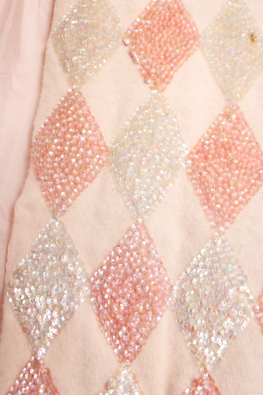 1950s Cashmere Harlequin Sequin Sweater - Medium