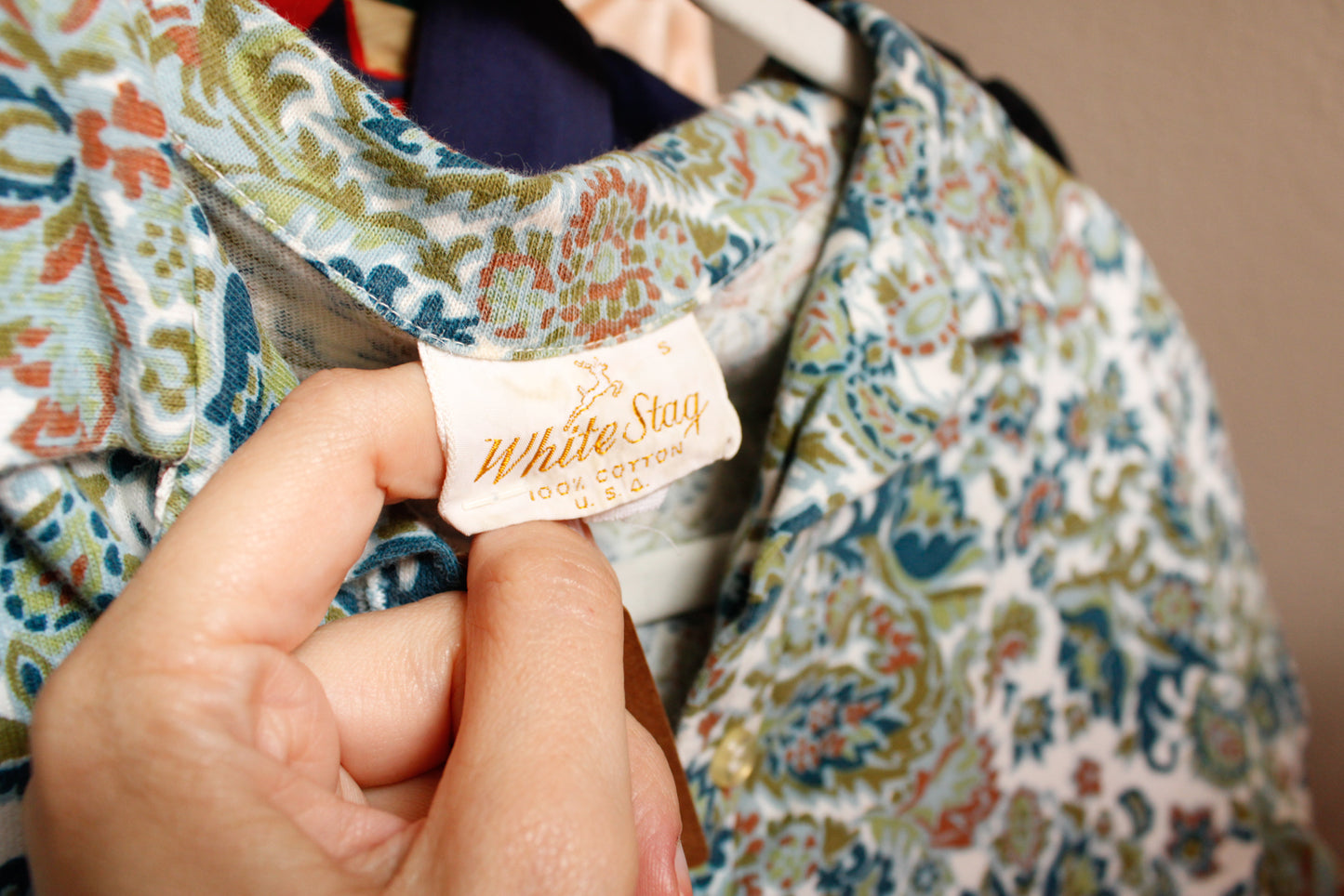 1960s White Stag Paisley Cotton Blouse - Medium