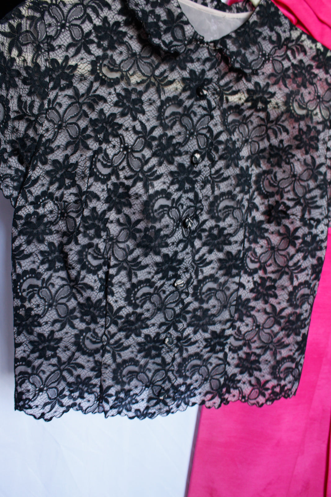 1950s Illusion Lace "Blouse de Jour" Blouse - Xsmall