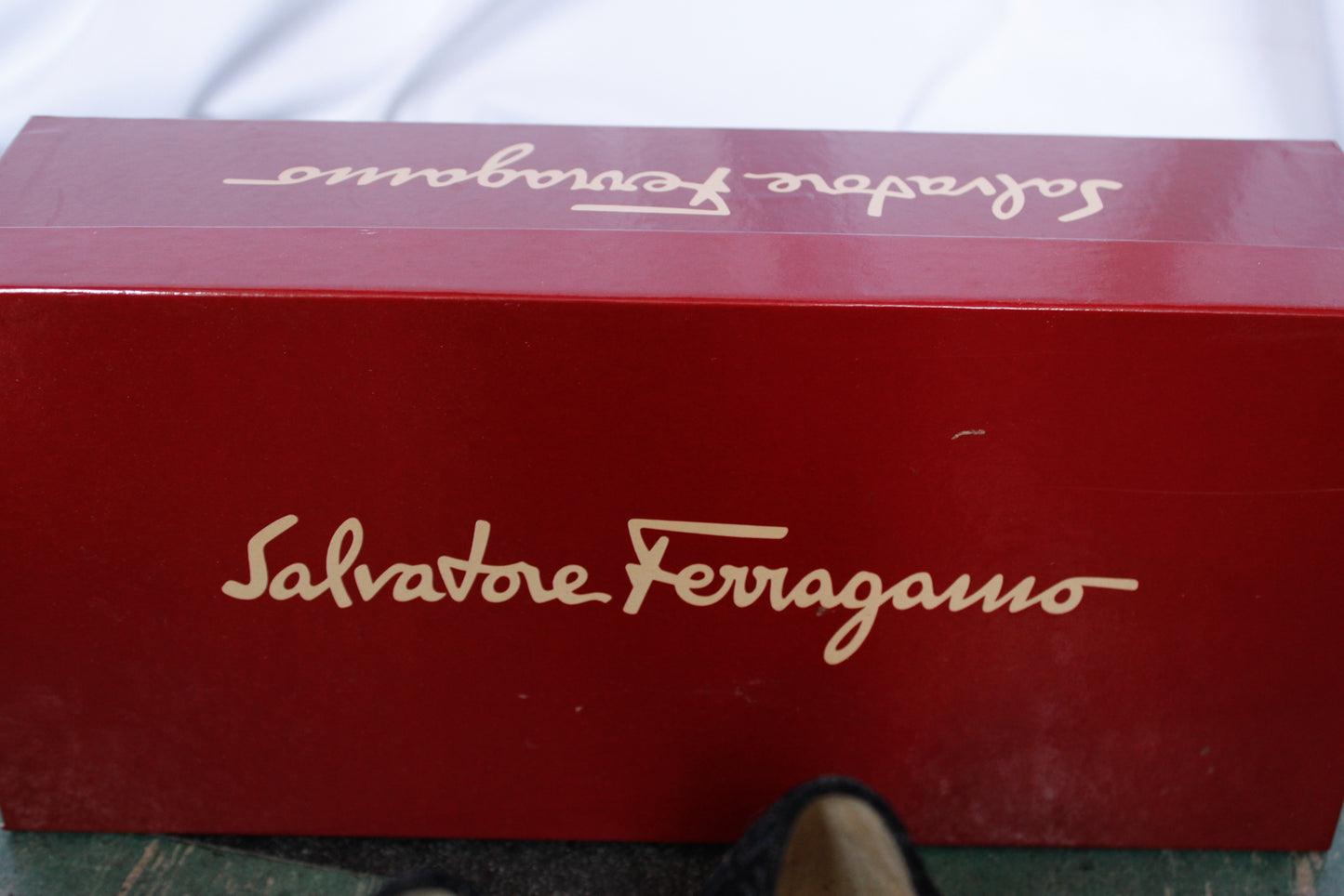 1980s Brushed Leather Black & Silver FERRAGAMO Heels w/Box - 8.5M