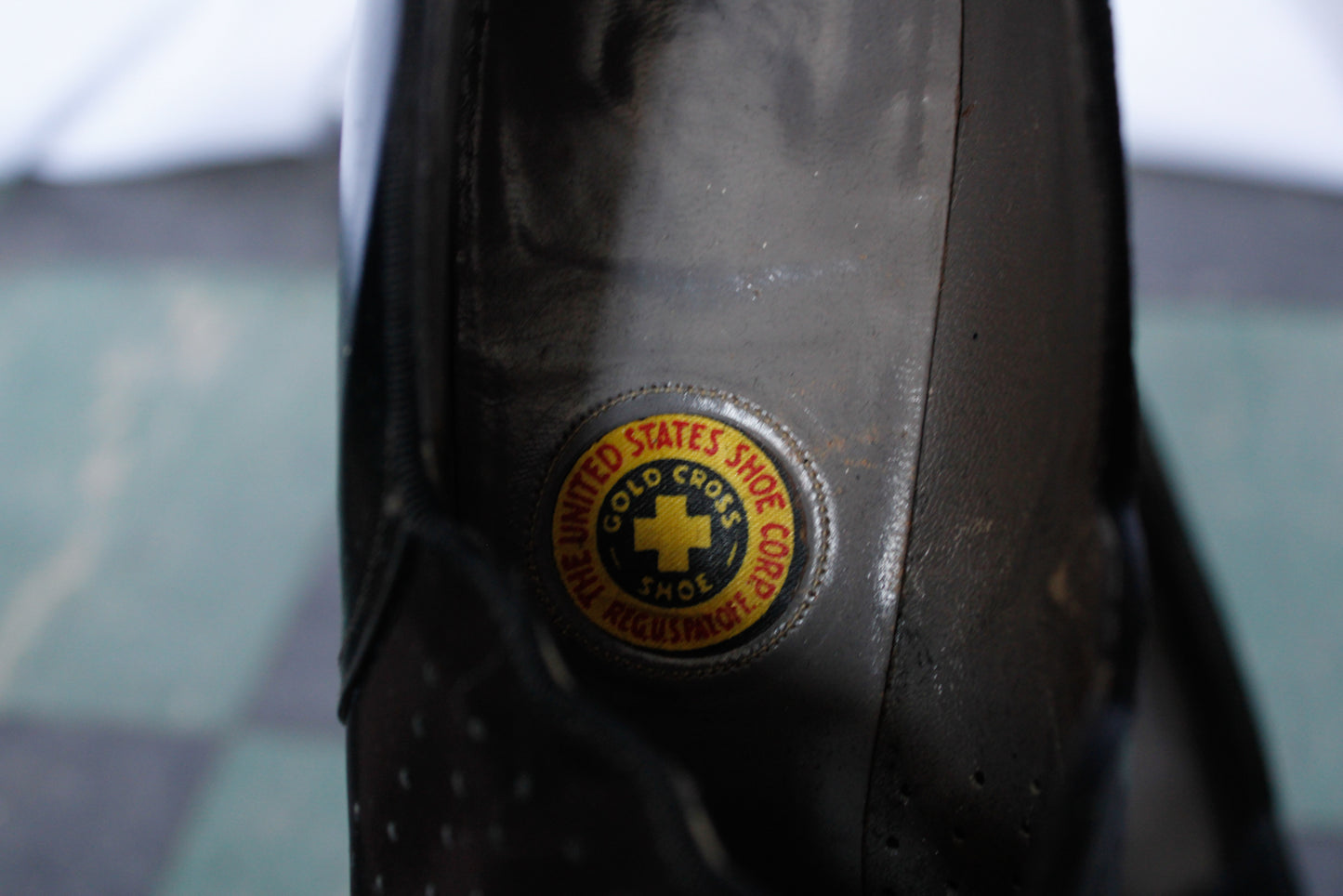 1940s Red Cross Black Lace Up Heels - 8N