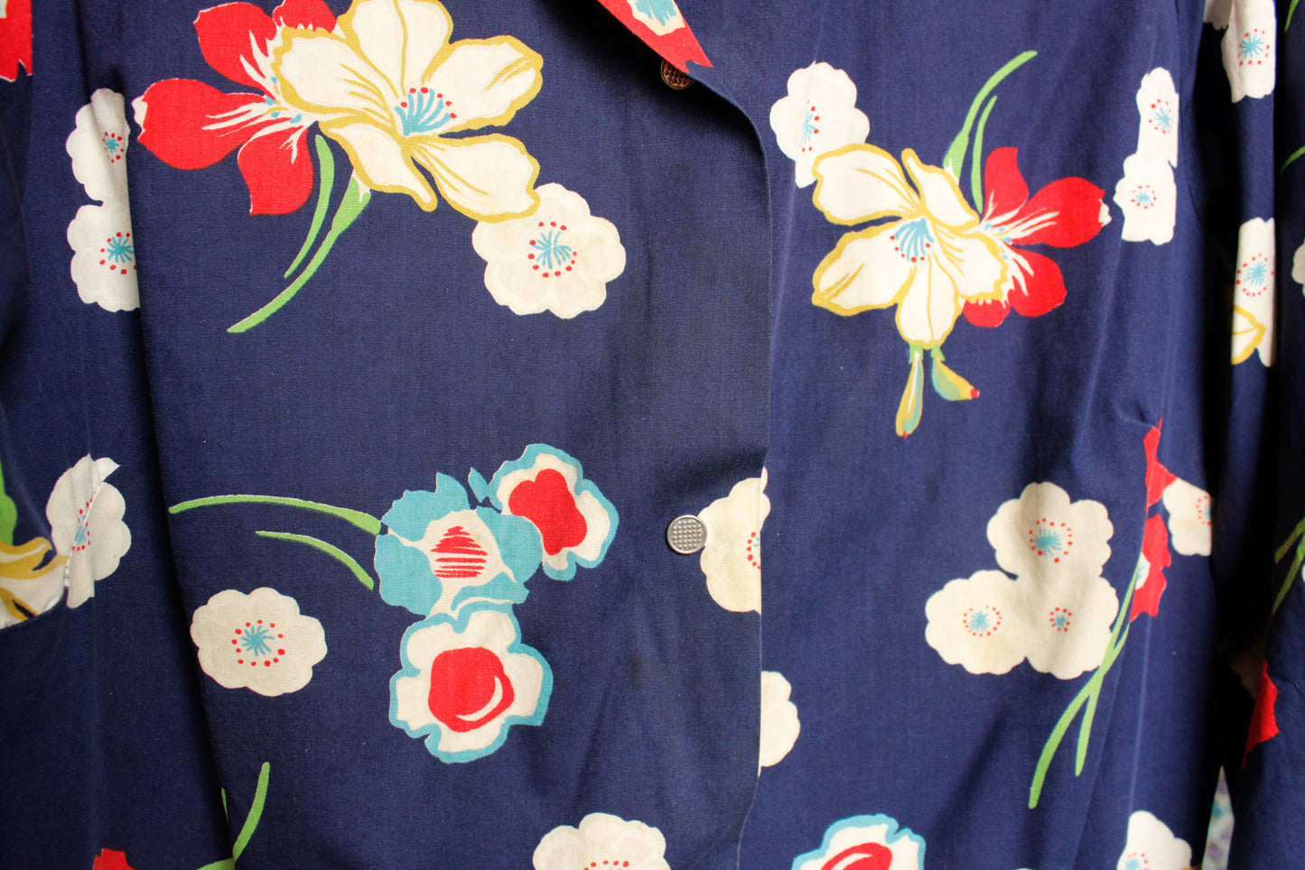 1950s Poppy Cotton Smock Top - Large