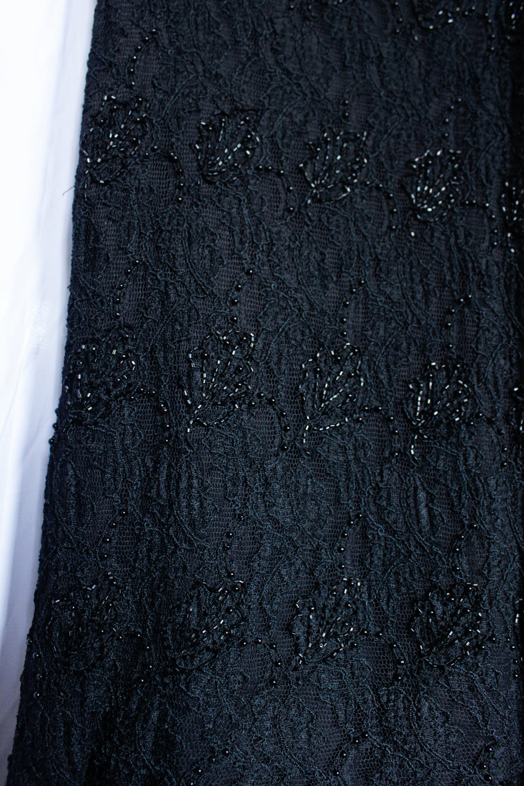 1990s Beaded Lace Black Cocktail Dress - Small