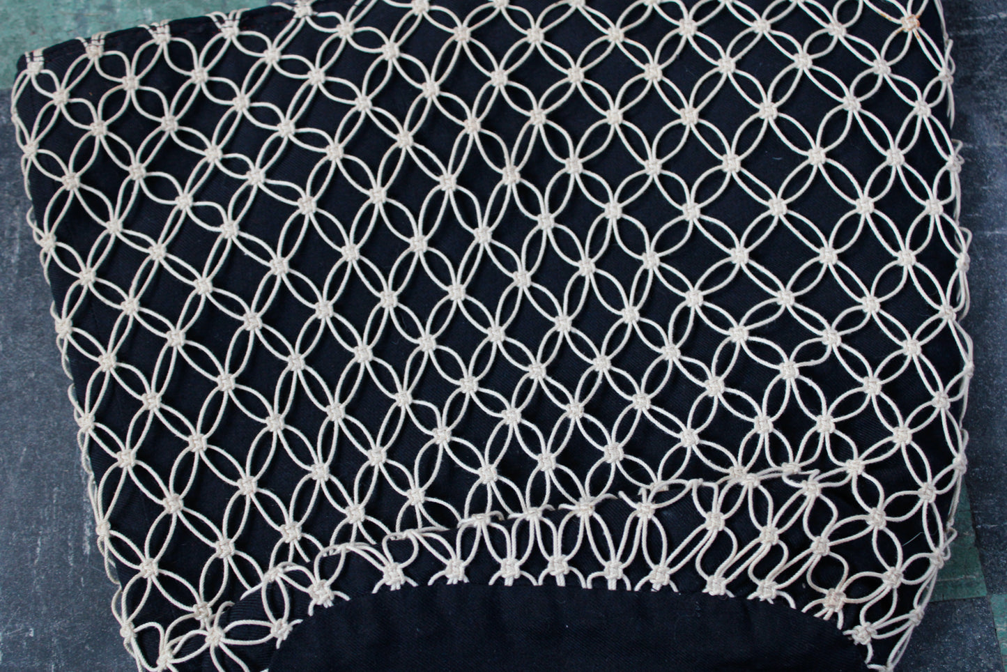 1950s Black & Red Cotton Woven Straw Summer Handbag