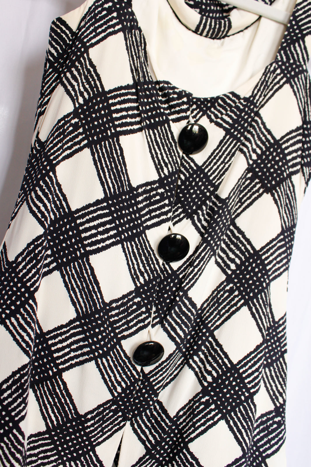 1960s Cross-hatch Plaid Rayon Maxi Dress - Small